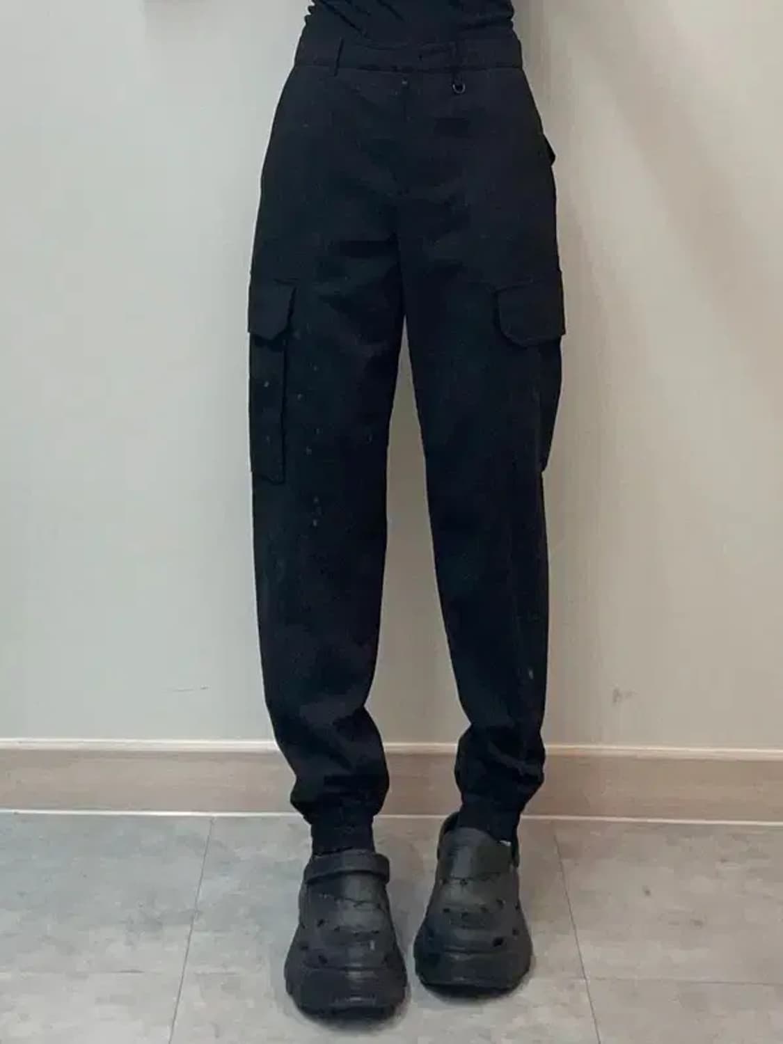 38 준지 22ss 블랙 카고 밴딩 조거 팬츠 상품이미지1