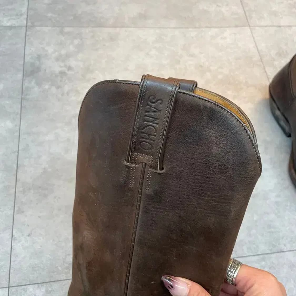 Sancho 빈티지 브라운 가죽 웨스턴 카우보이 부츠 상품이미지2