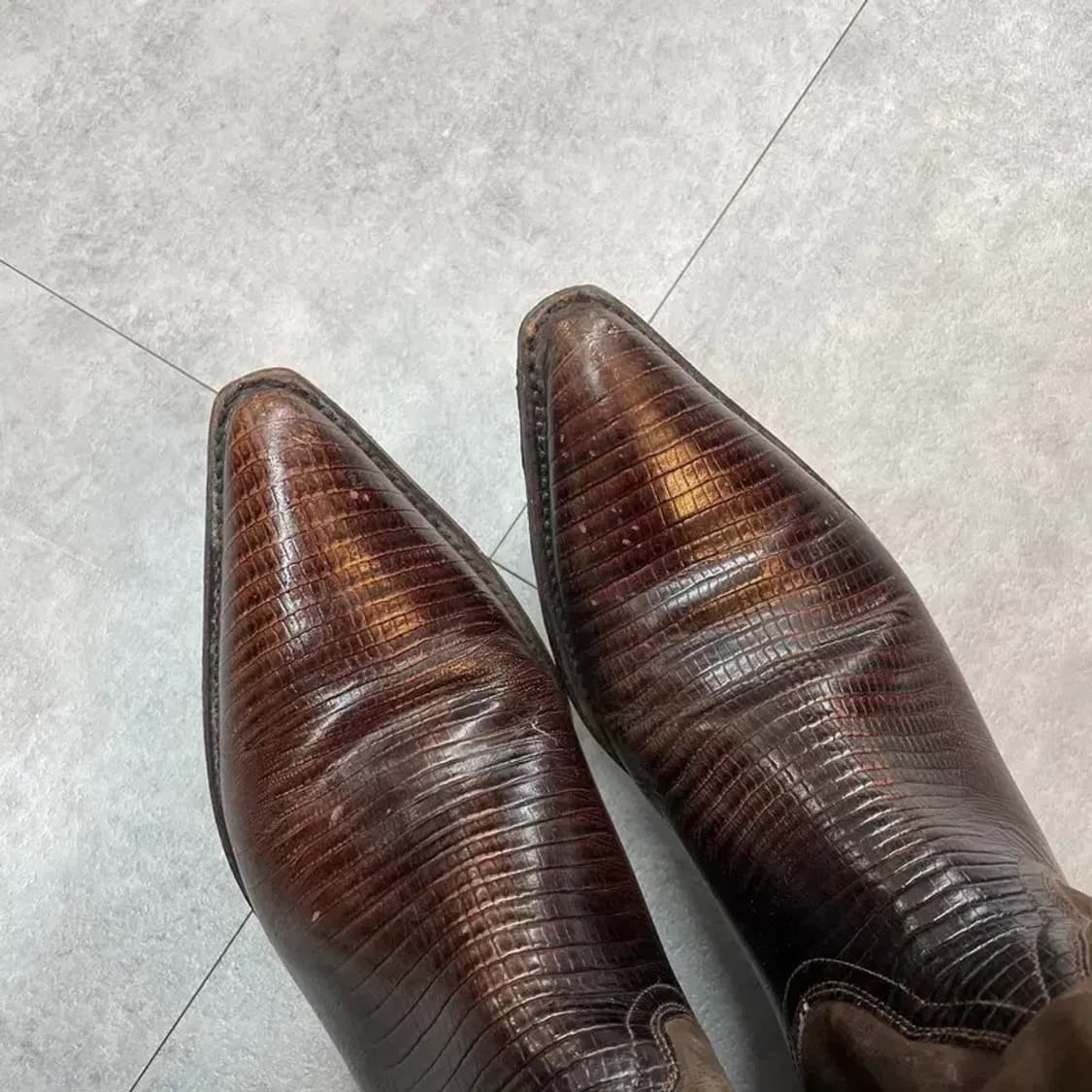 Sancho 빈티지 브라운 가죽 웨스턴 카우보이 부츠 상품이미지6