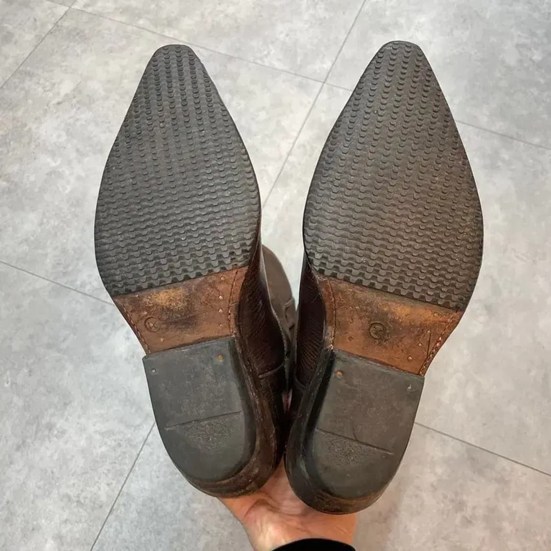 Sancho 빈티지 브라운 가죽 웨스턴 카우보이 부츠 상품이미지8