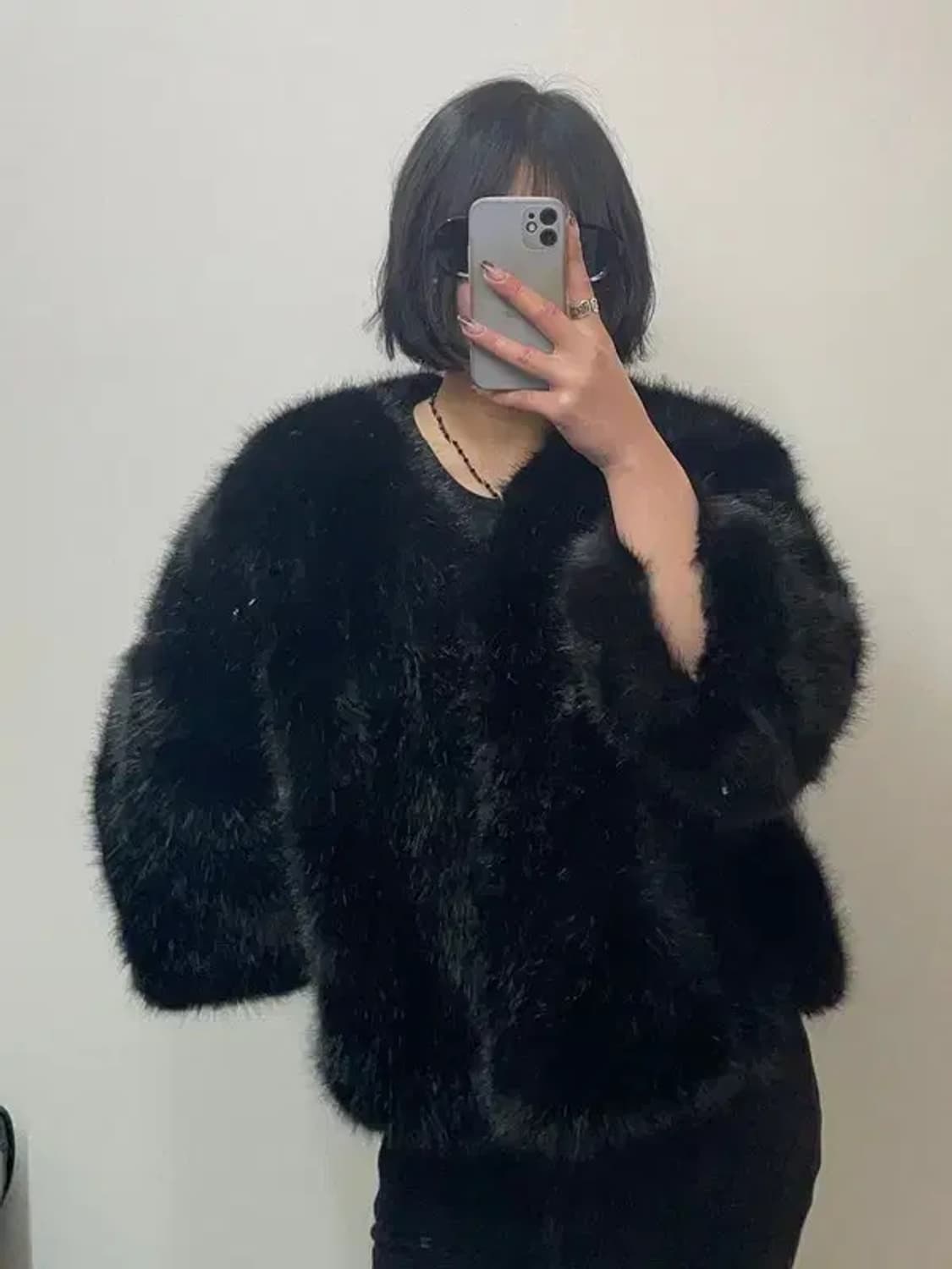 프리 여자 페이크퍼 블랙 여자 자켓 상품이미지1