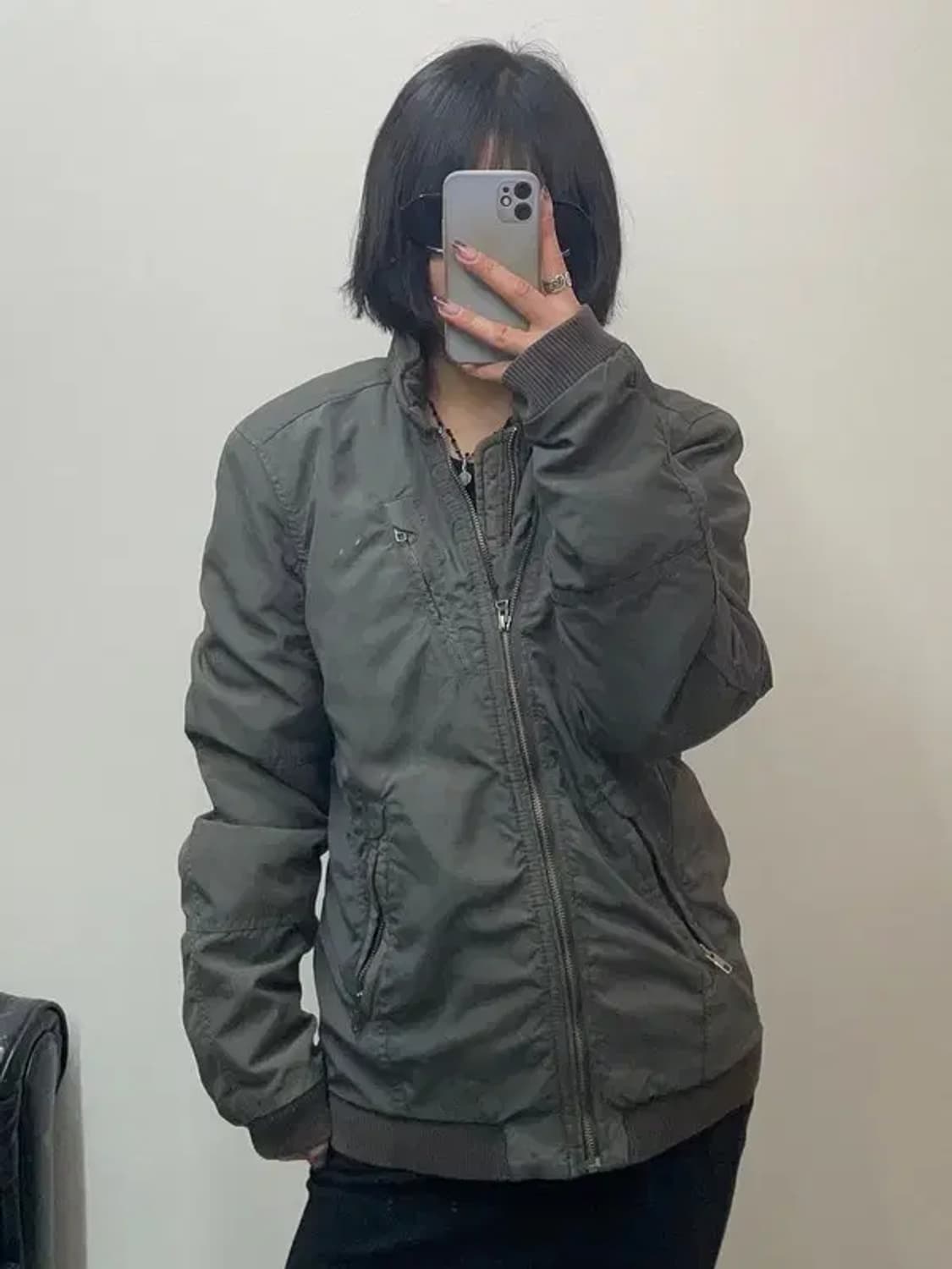 미디움 디젤 그레이 테크웨어 빈티지 봄버 자켓 상품이미지1