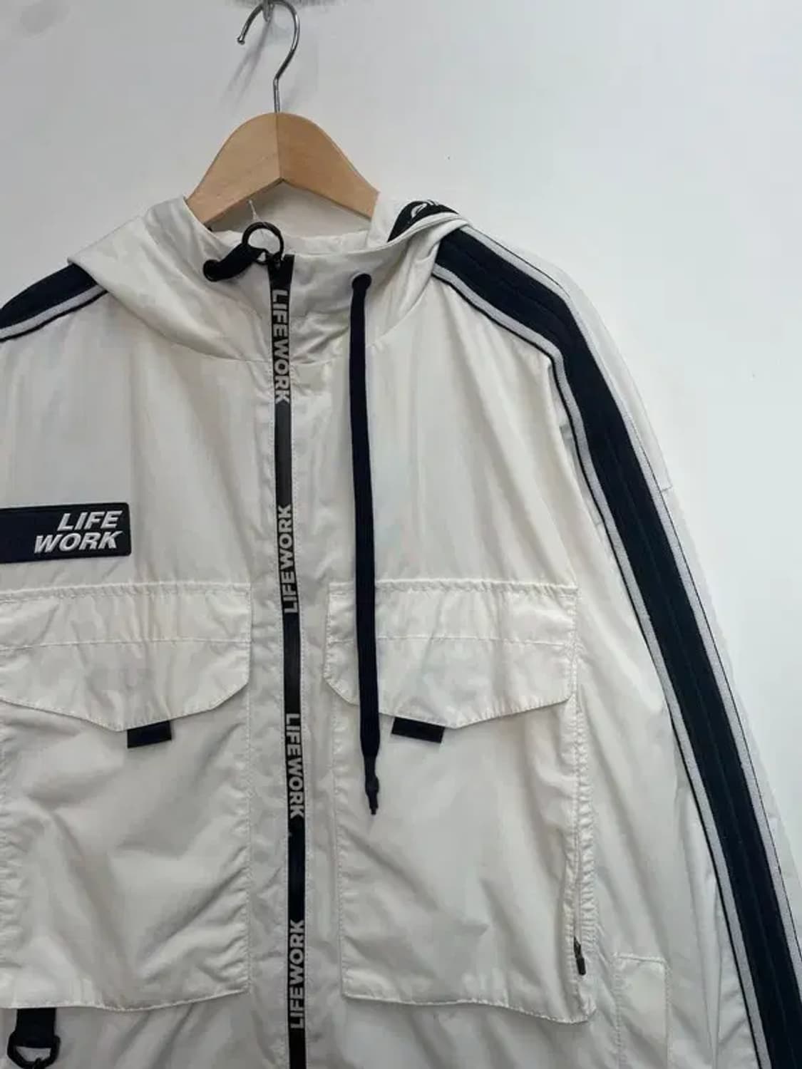 미디움 라이프워크롱기장 루즈핏 후드 점퍼 화이트 상품이미지4