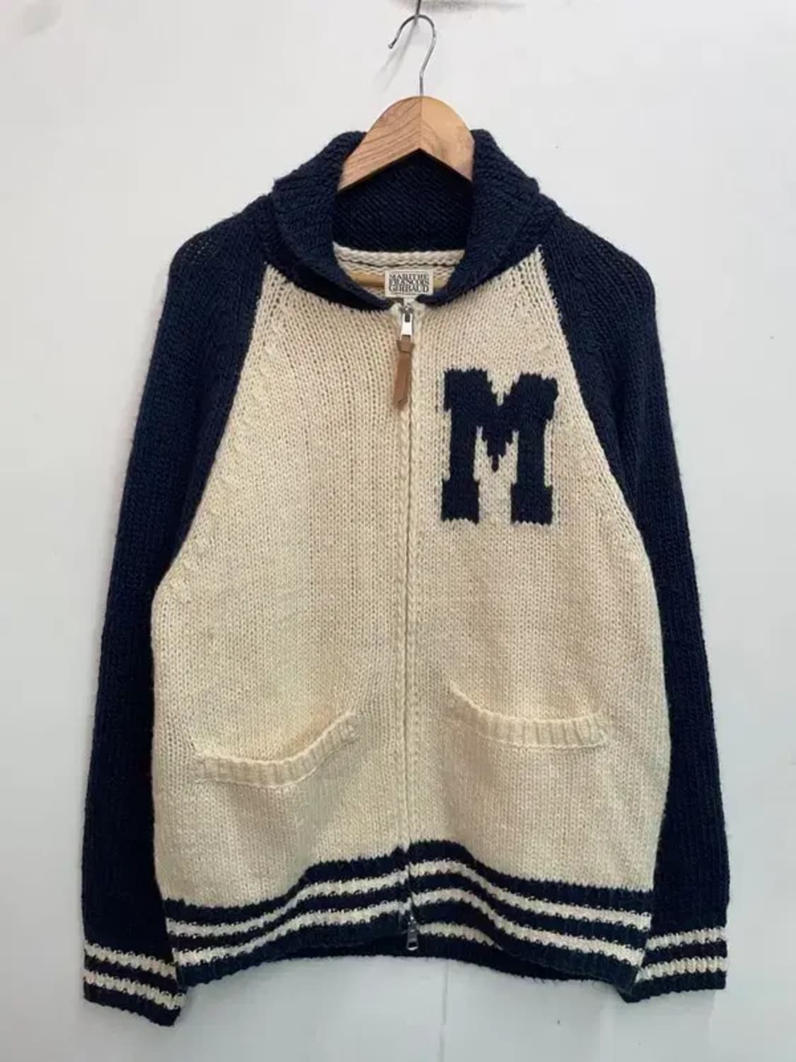 미디움 마리떼 프랑소와 저버 컬러 블록 래글런 가디건 니트 집업 네이비 상품이미지2