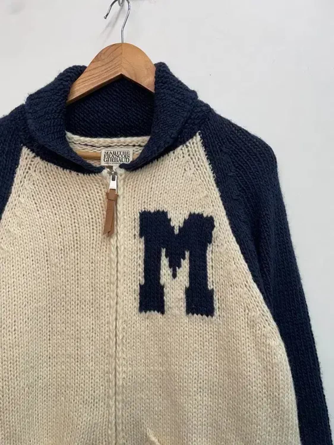 미디움 마리떼 프랑소와 저버 컬러 블록 래글런 가디건 니트 집업 네이비 상품이미지4