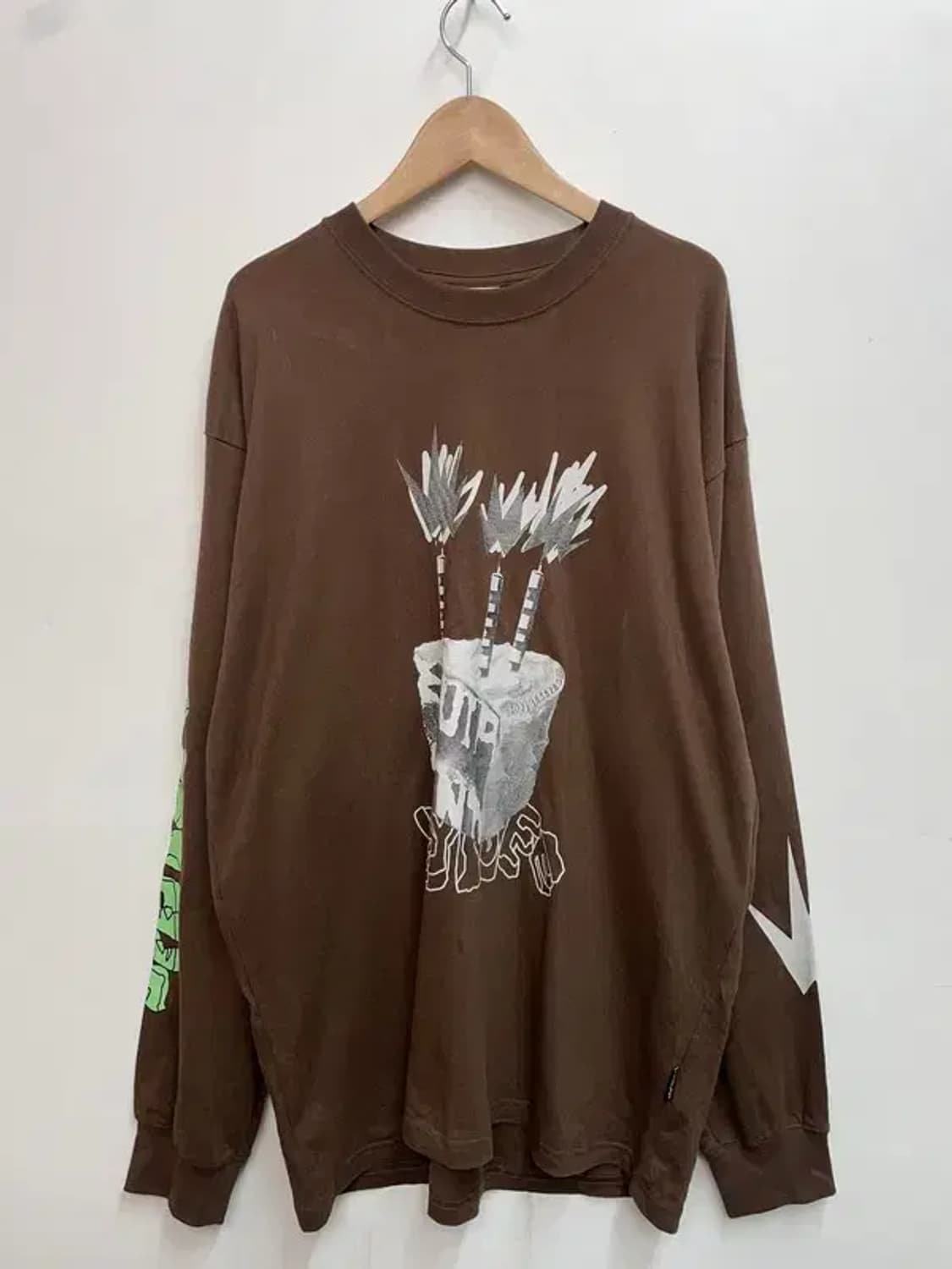 xl 예쓰아이씨 벌스데이 오버핏 브라운 롱슬리브 티셔츠 상품이미지2
