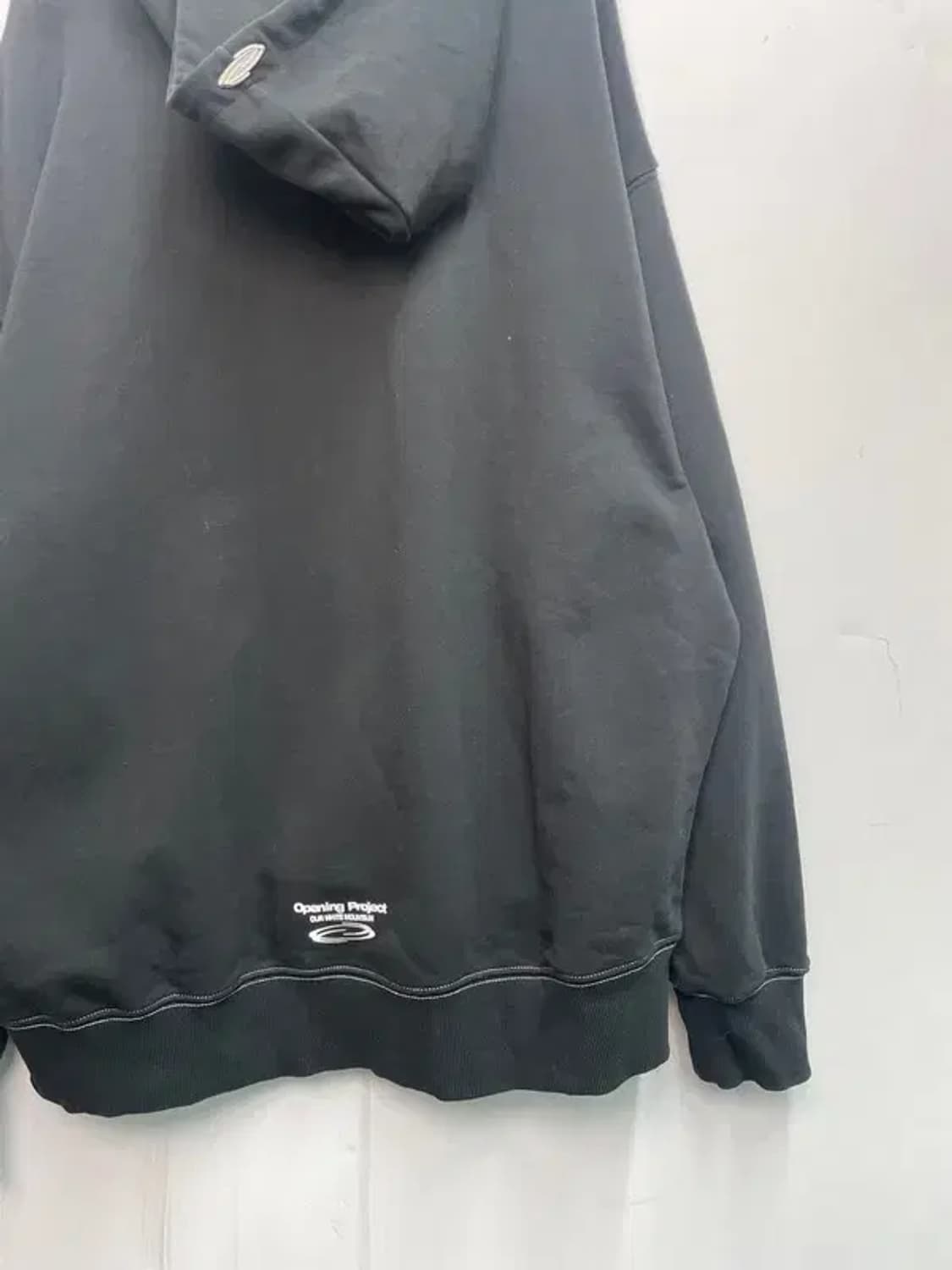 3사이즈 오프닝프로젝트 로고 후드티셔츠 블랙 상품이미지8