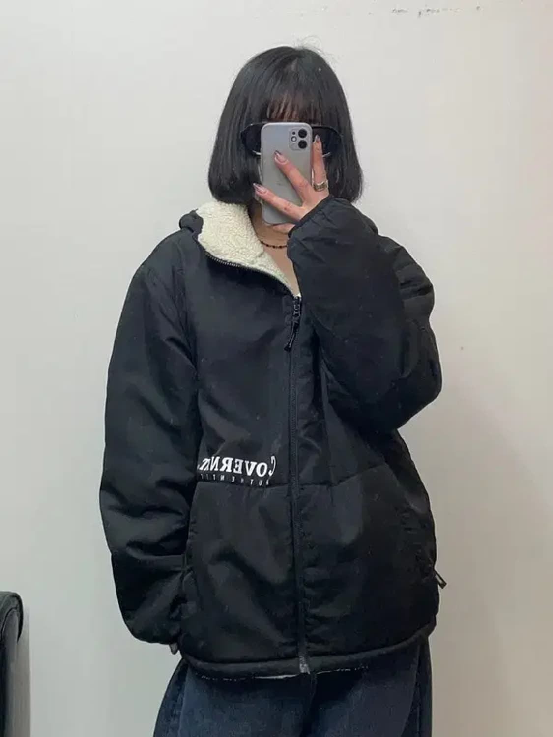 라지 커버낫 리버시블 플리스 자켓 점퍼 블랙 상품이미지1