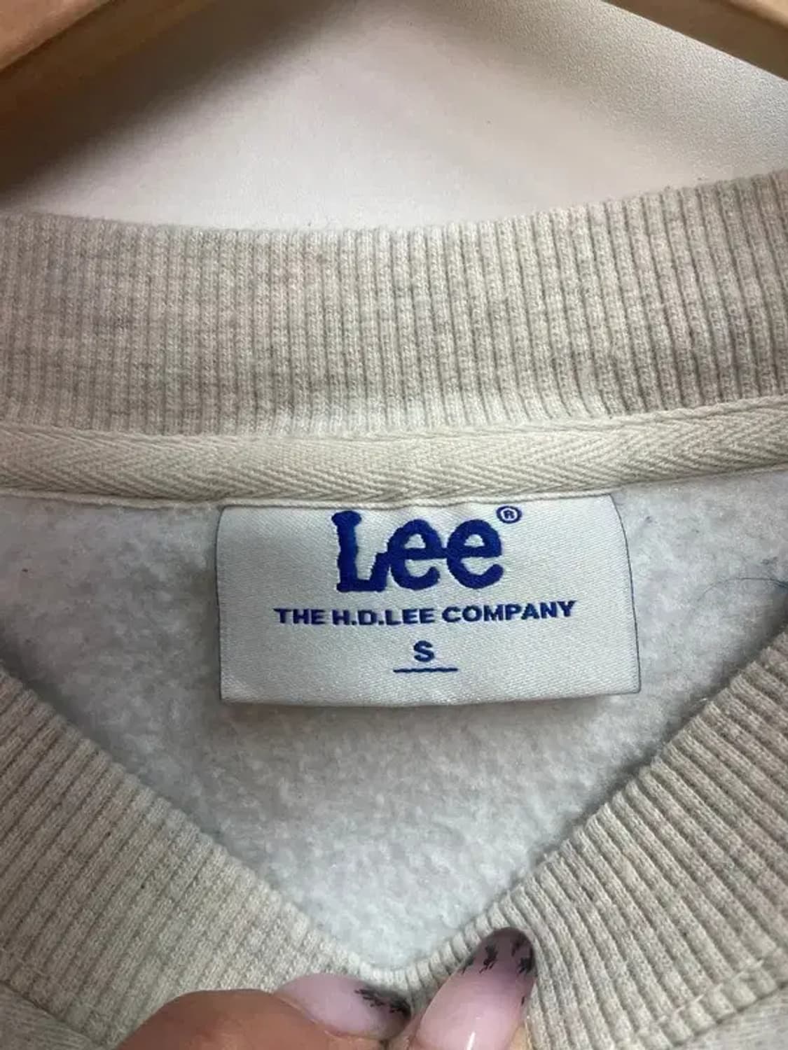 스몰 Lee 스몰 로고 박시핏 미니멀 맨투맨 멜란지 그레이 상품이미지5