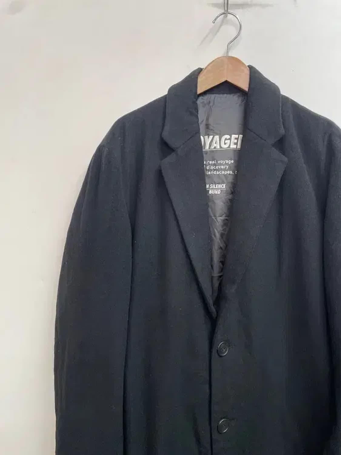 라지 인사일런스 울 캐시미어 롱 코트 자켓 블랙 상품이미지4