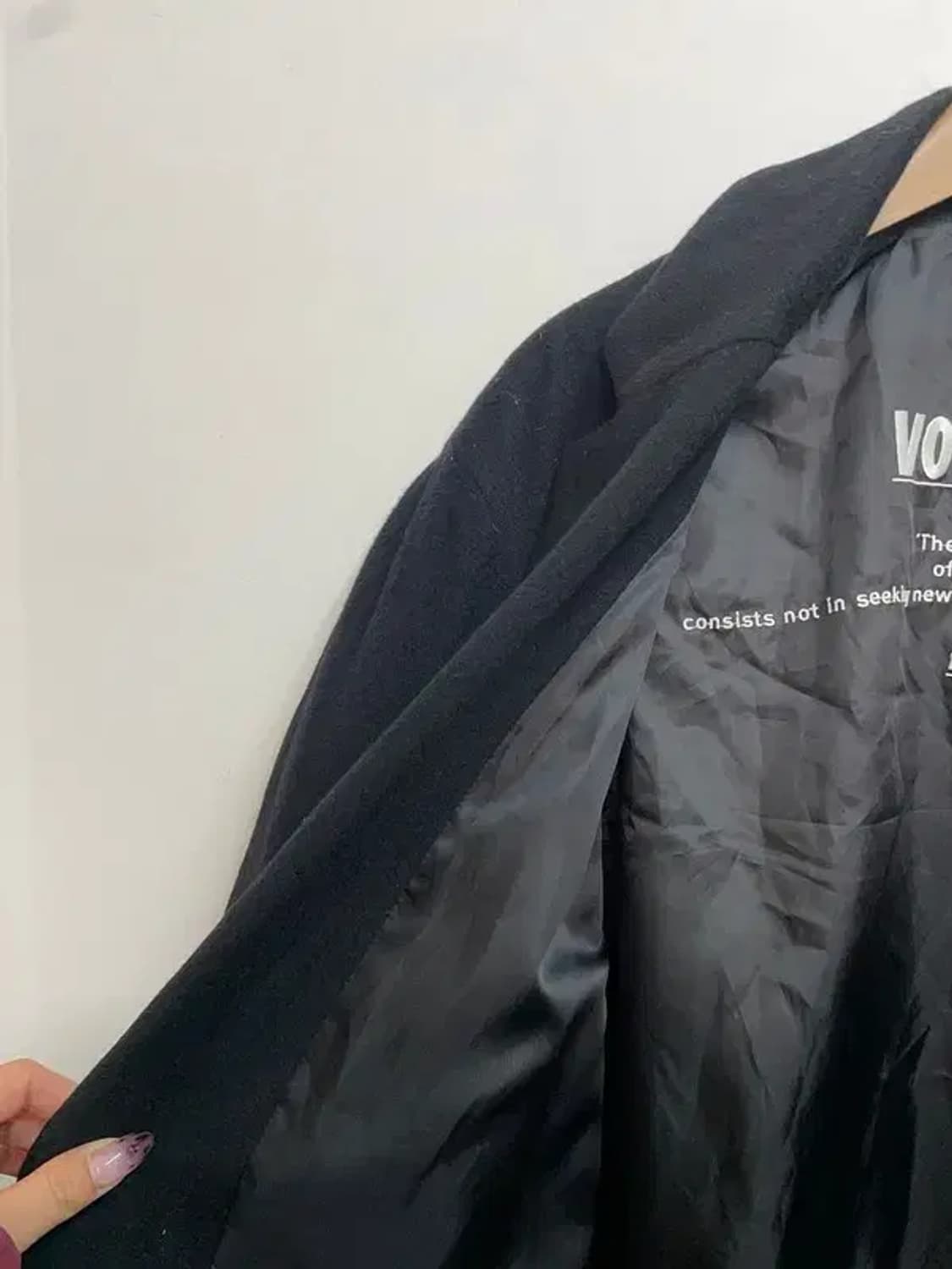 라지 인사일런스 울 캐시미어 롱 코트 자켓 블랙 상품이미지6