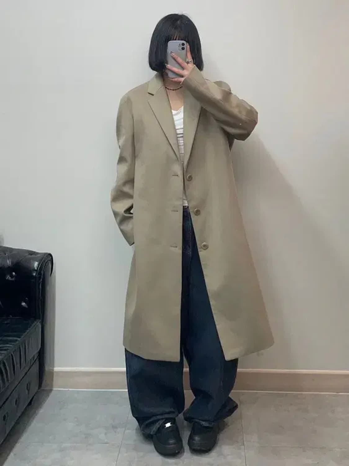 미디움 coor 울 캐시미어 롱코트 베이지 상품이미지1