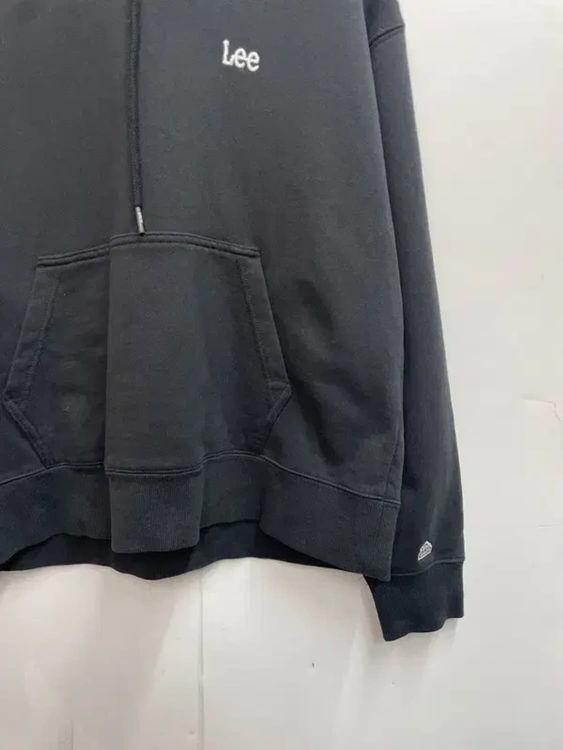 스몰 LEE 로고 미니로고 후드티셔츠 블랙 상품이미지3