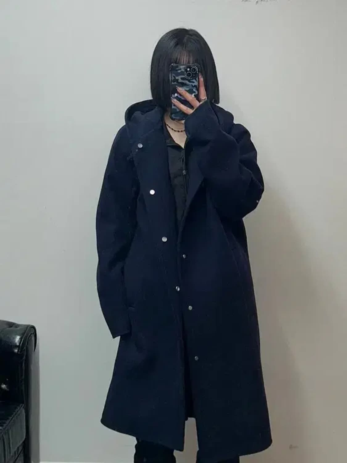 105 솔리드옴므 초판 후드코트  네이비 상품이미지1