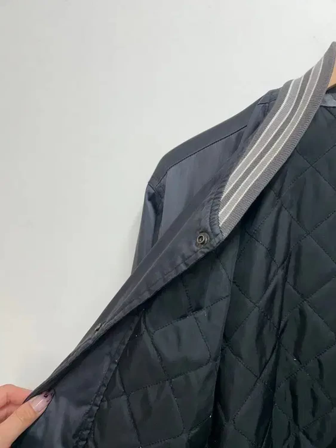 라지 나이키 올드스쿨 스우시 야구점퍼 자켓 블랙 오버핏 상품이미지6