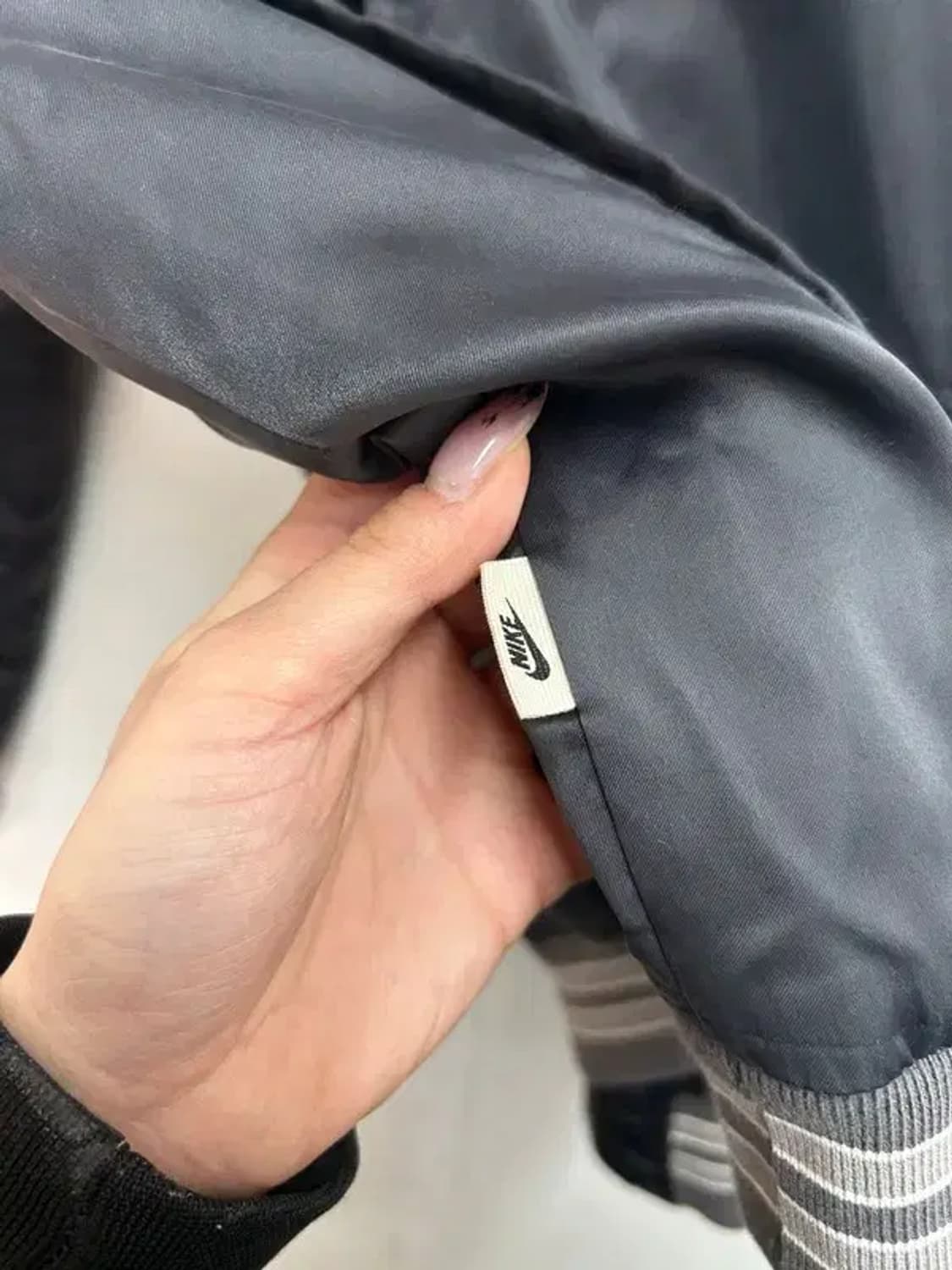 라지 나이키 올드스쿨 스우시 야구점퍼 자켓 블랙 오버핏 상품이미지8