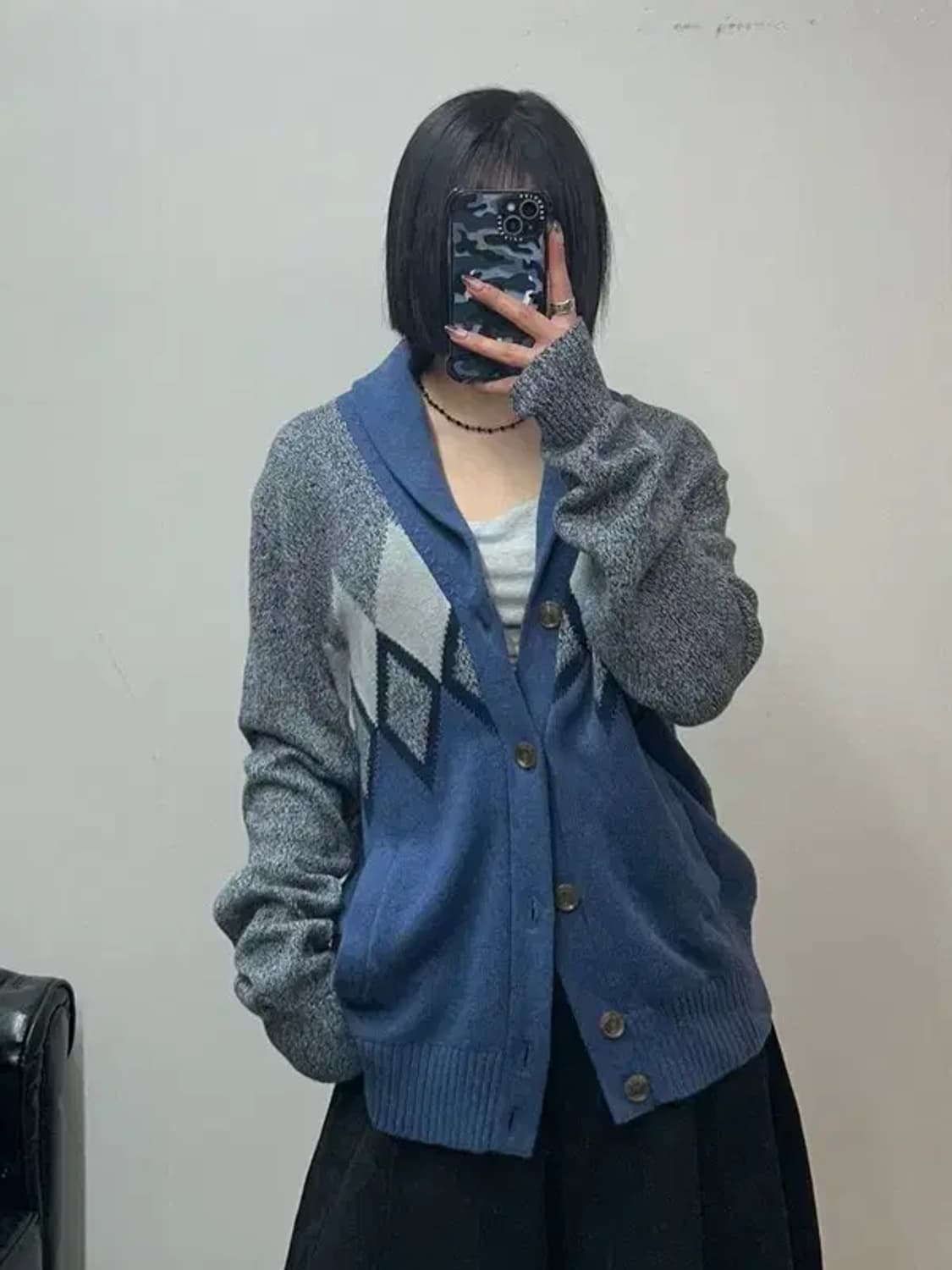 미디움 새상품 타미힐피거 패턴 집업 가디건 상품이미지1