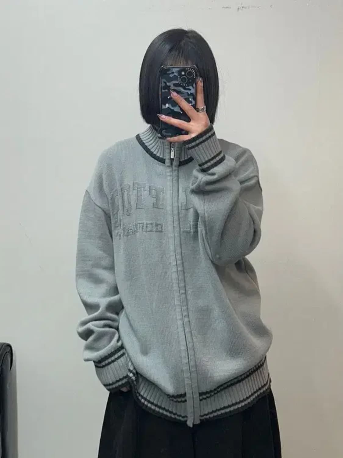 스컬프터 바시티 하프집업 오버핏 니트 상품이미지1