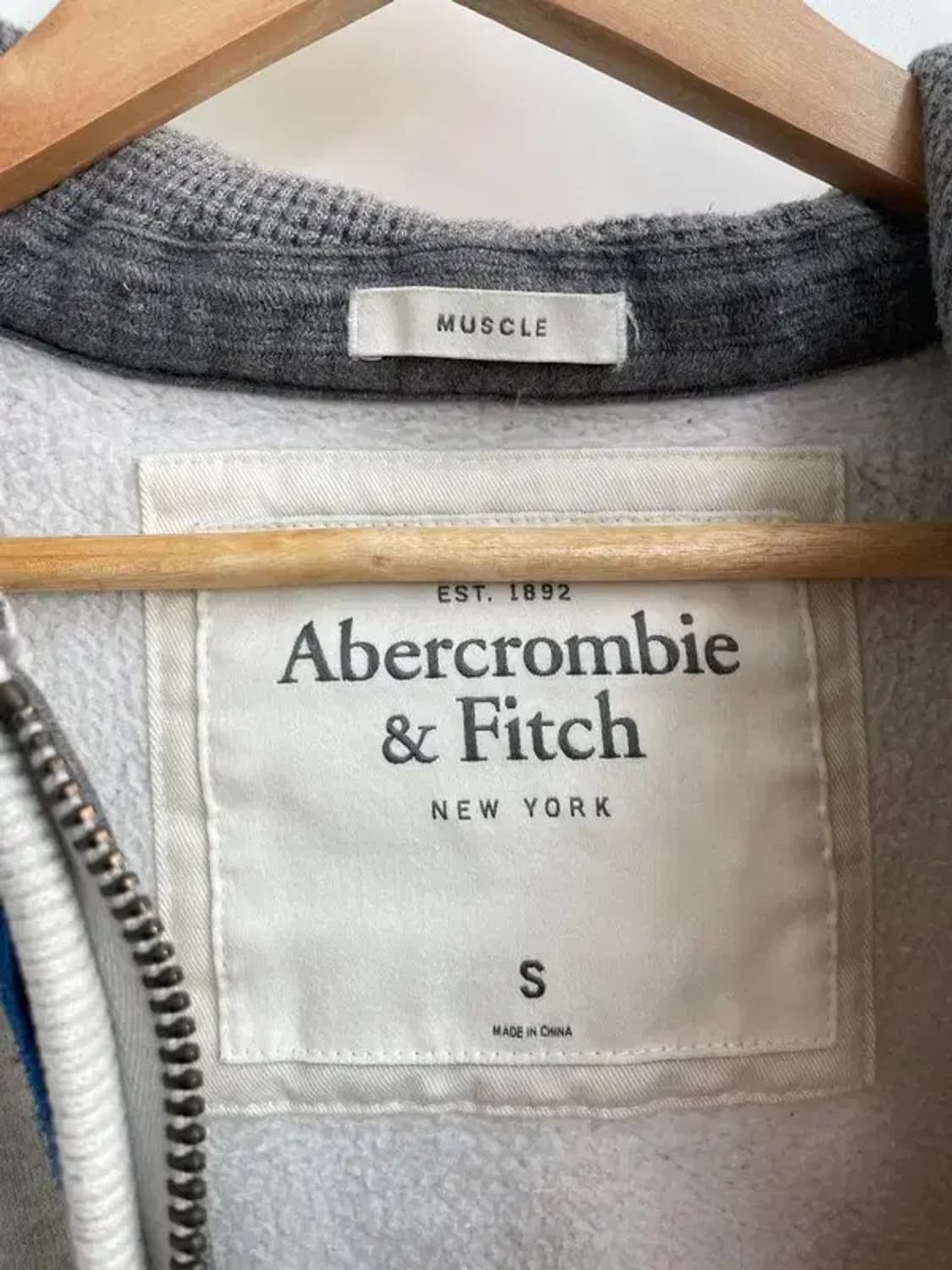 스몰 아베크롬비 앤 피치 빅로고 그레이 후드 집업 상품이미지5