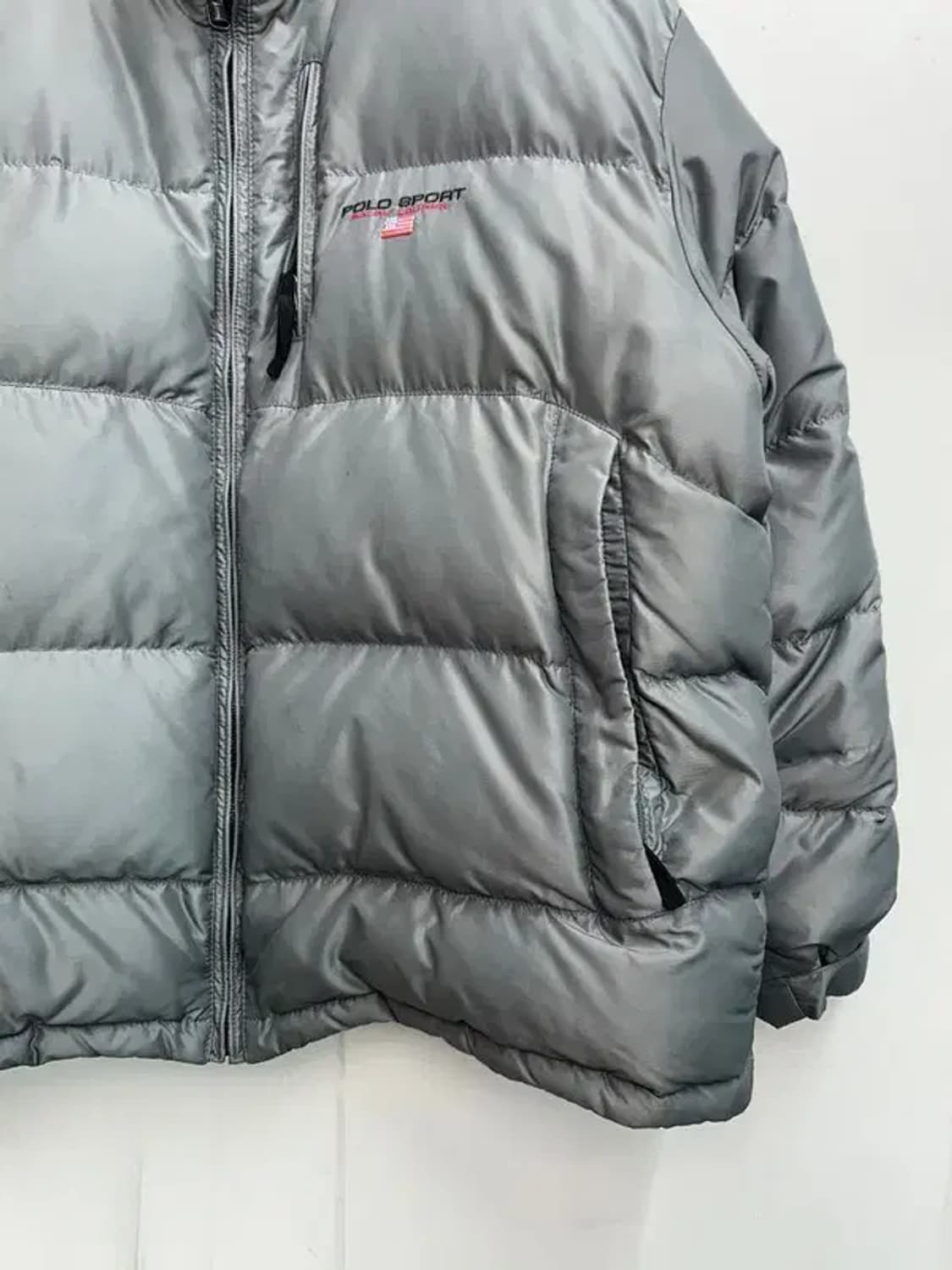 110 폴로 스포츠 90s 스펠아웃 메탈릭 실버 덕 다운 푸퍼 패딩 점퍼 상품이미지3