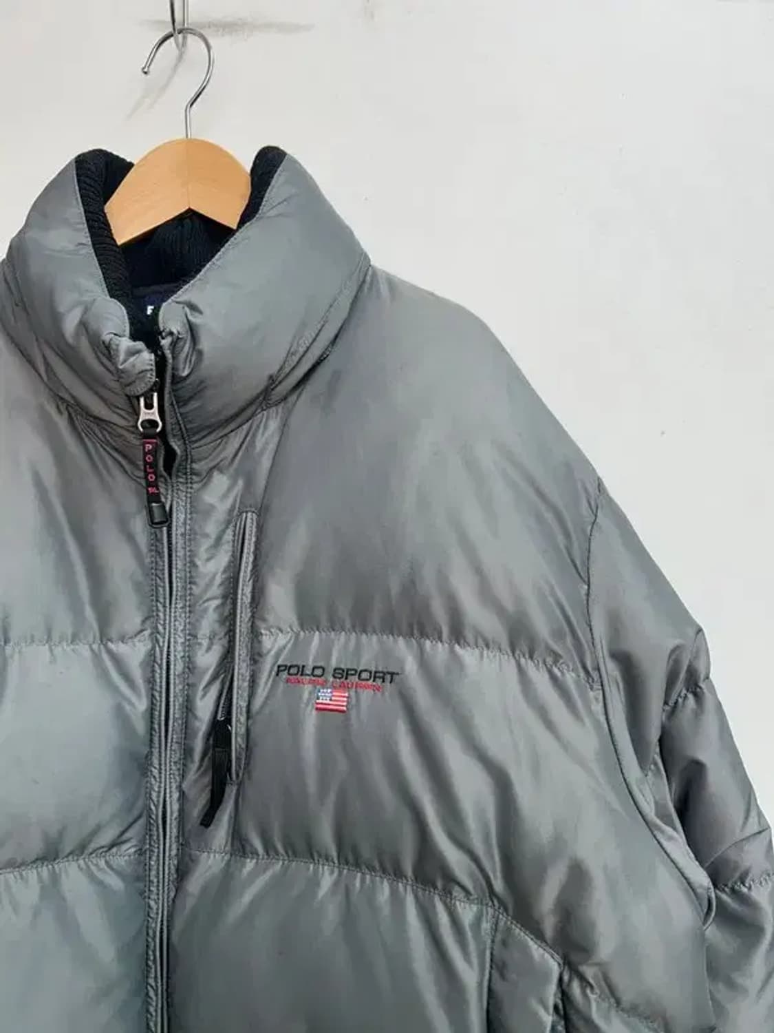 110 폴로 스포츠 90s 스펠아웃 메탈릭 실버 덕 다운 푸퍼 패딩 점퍼 상품이미지4