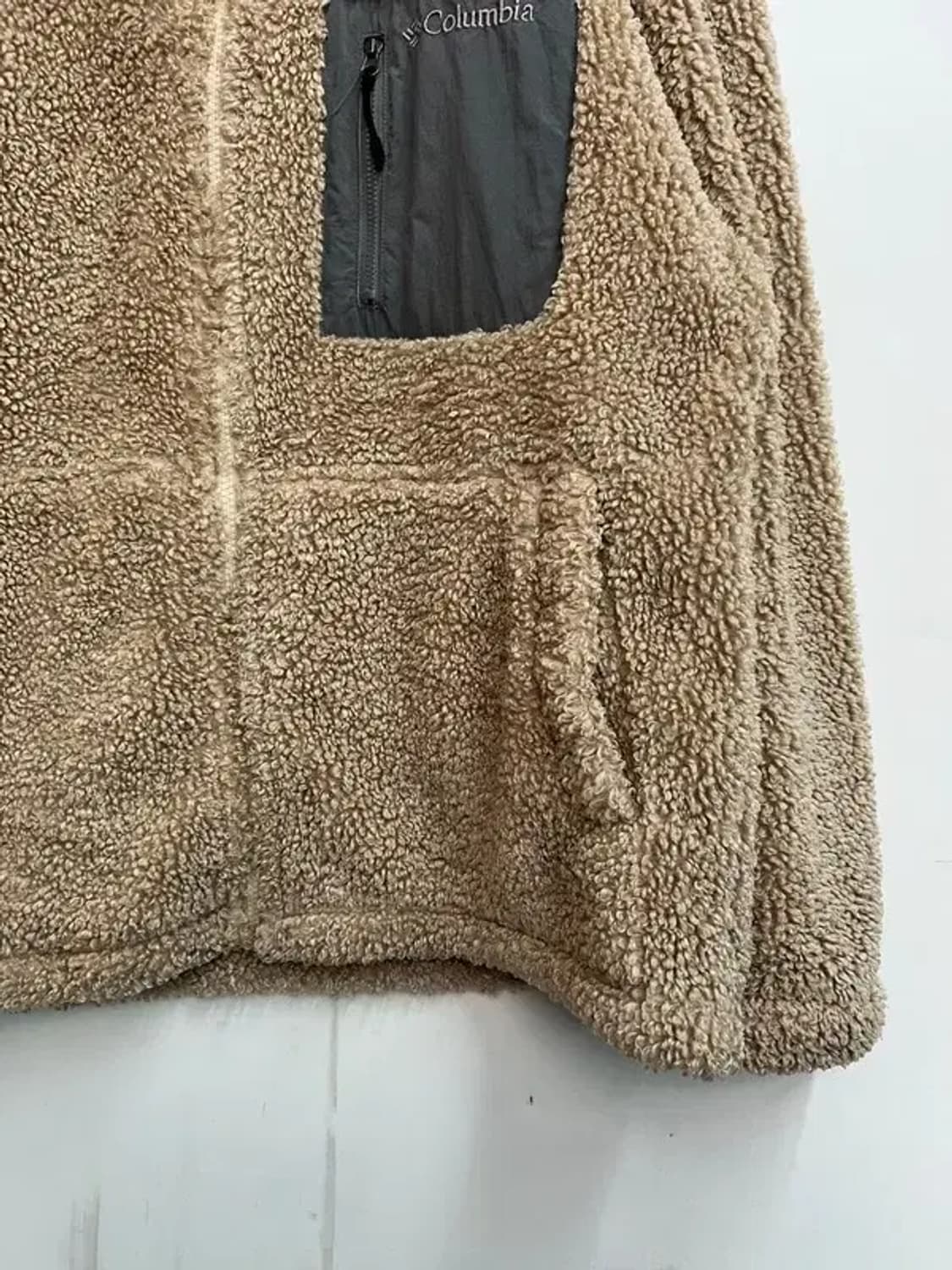 XL 콜롬비아 플리스 점퍼 베이지 뽀글이 후리스 자켓 상품이미지3