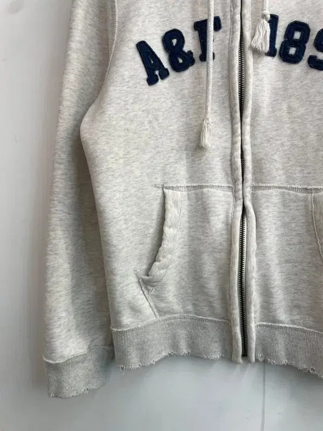 스몰 아베크롬비 앤 피치 빅 스펠로고 후드 집업 멜란지 그레이 상품이미지3