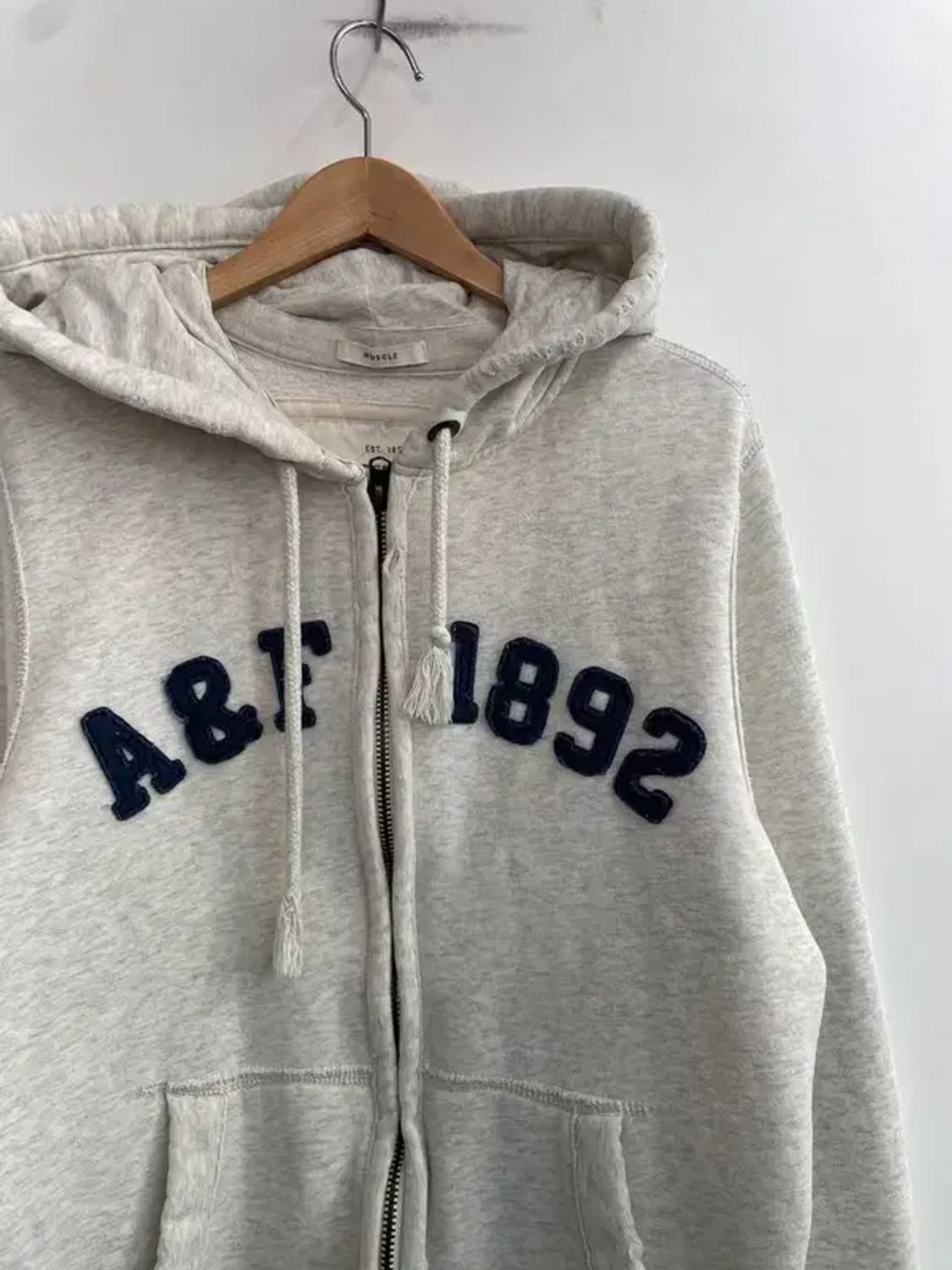 스몰 아베크롬비 앤 피치 빅 스펠로고 후드 집업 멜란지 그레이 상품이미지4