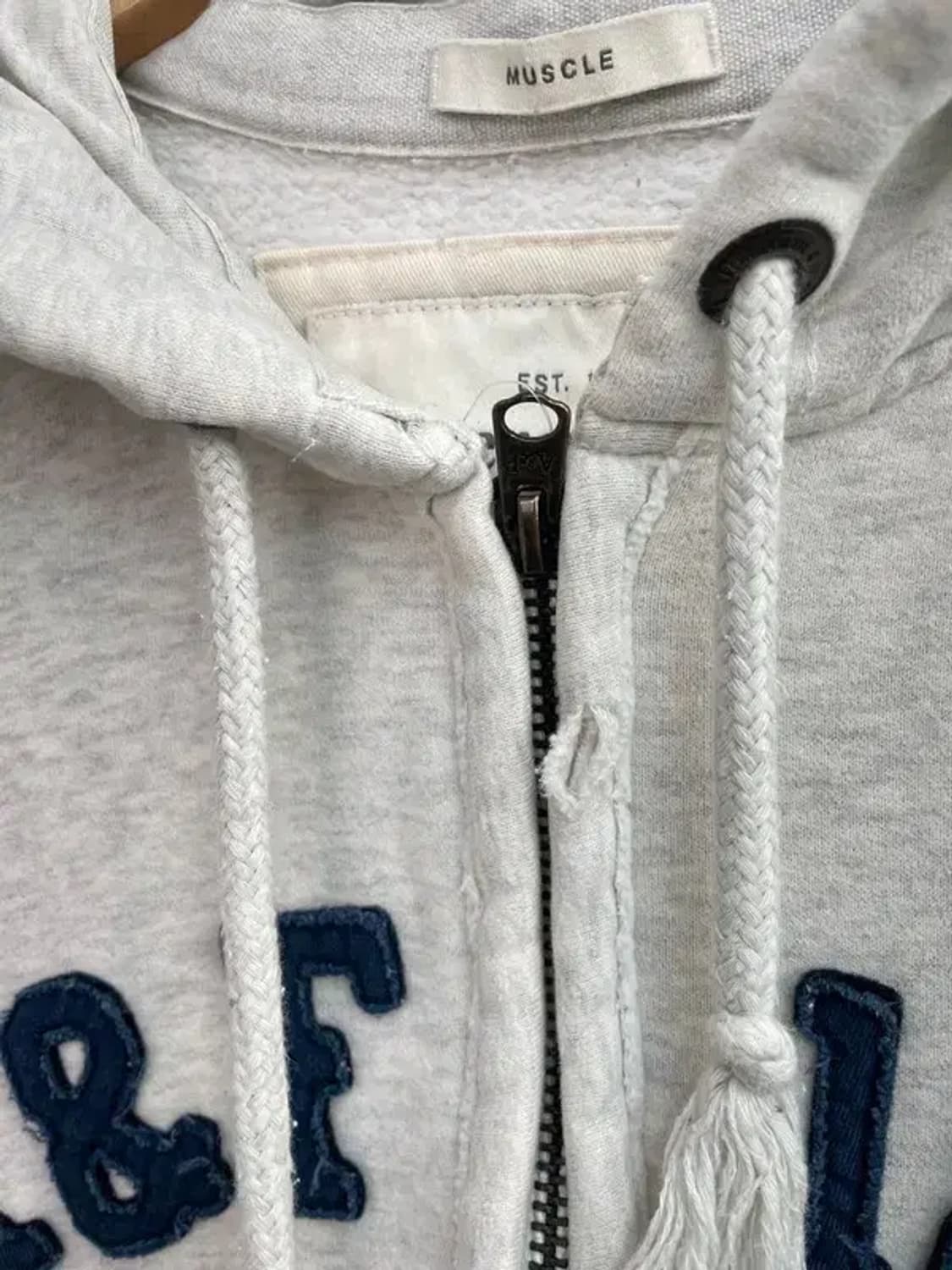 스몰 아베크롬비 앤 피치 빅 스펠로고 후드 집업 멜란지 그레이 상품이미지5