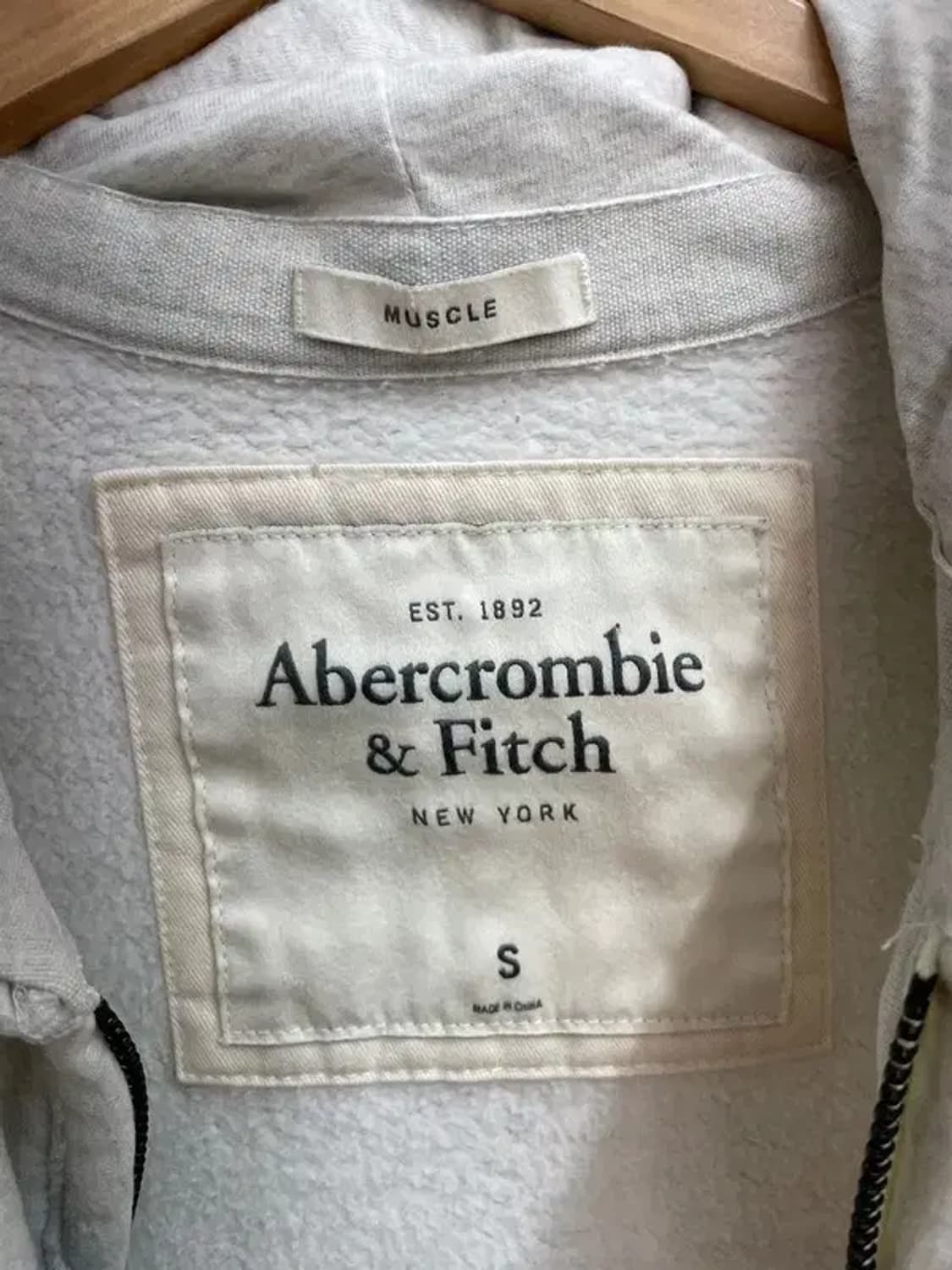 스몰 아베크롬비 앤 피치 빅 스펠로고 후드 집업 멜란지 그레이 상품이미지8