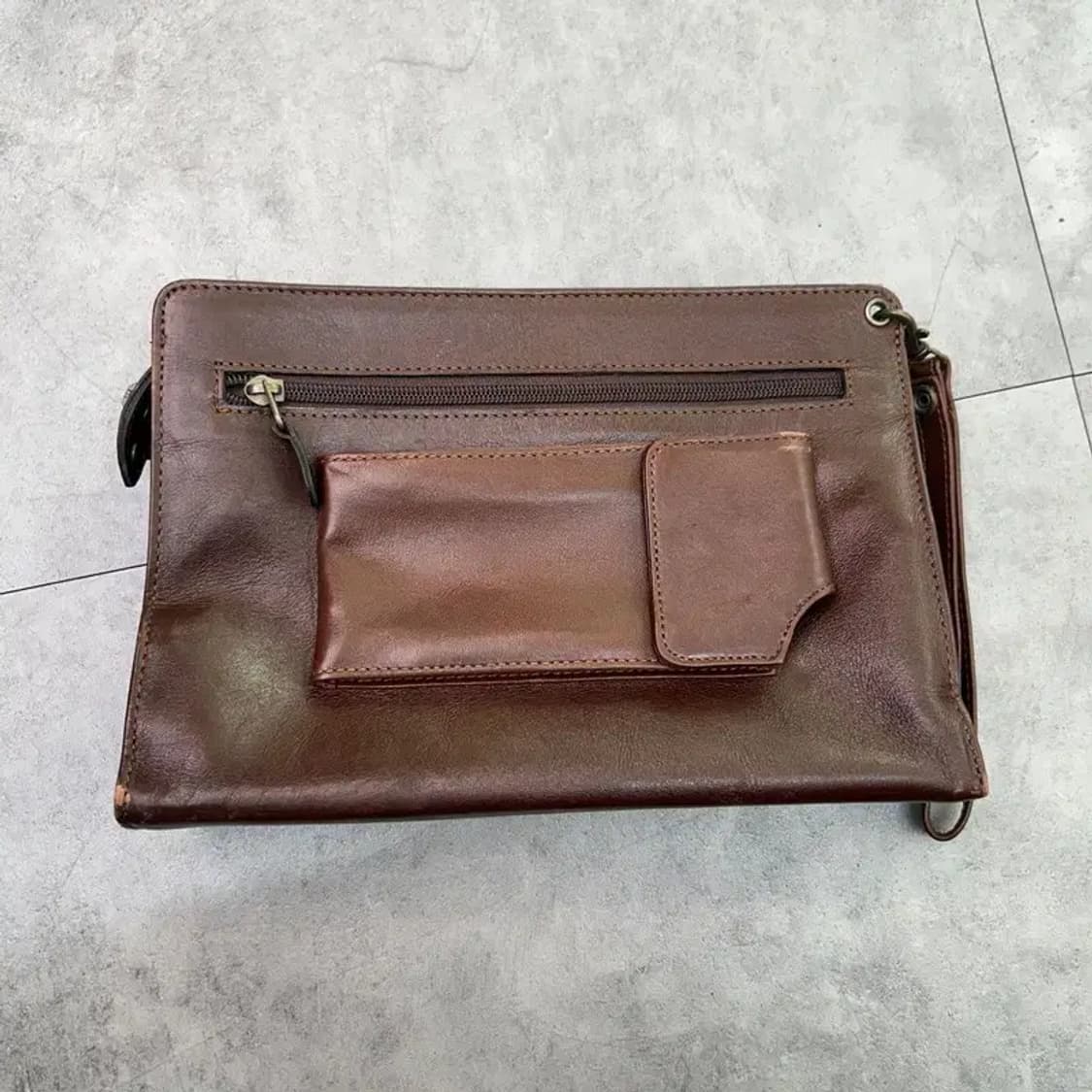 TATTOO 빈티지 브라운 가죽 클러치백 상품이미지6