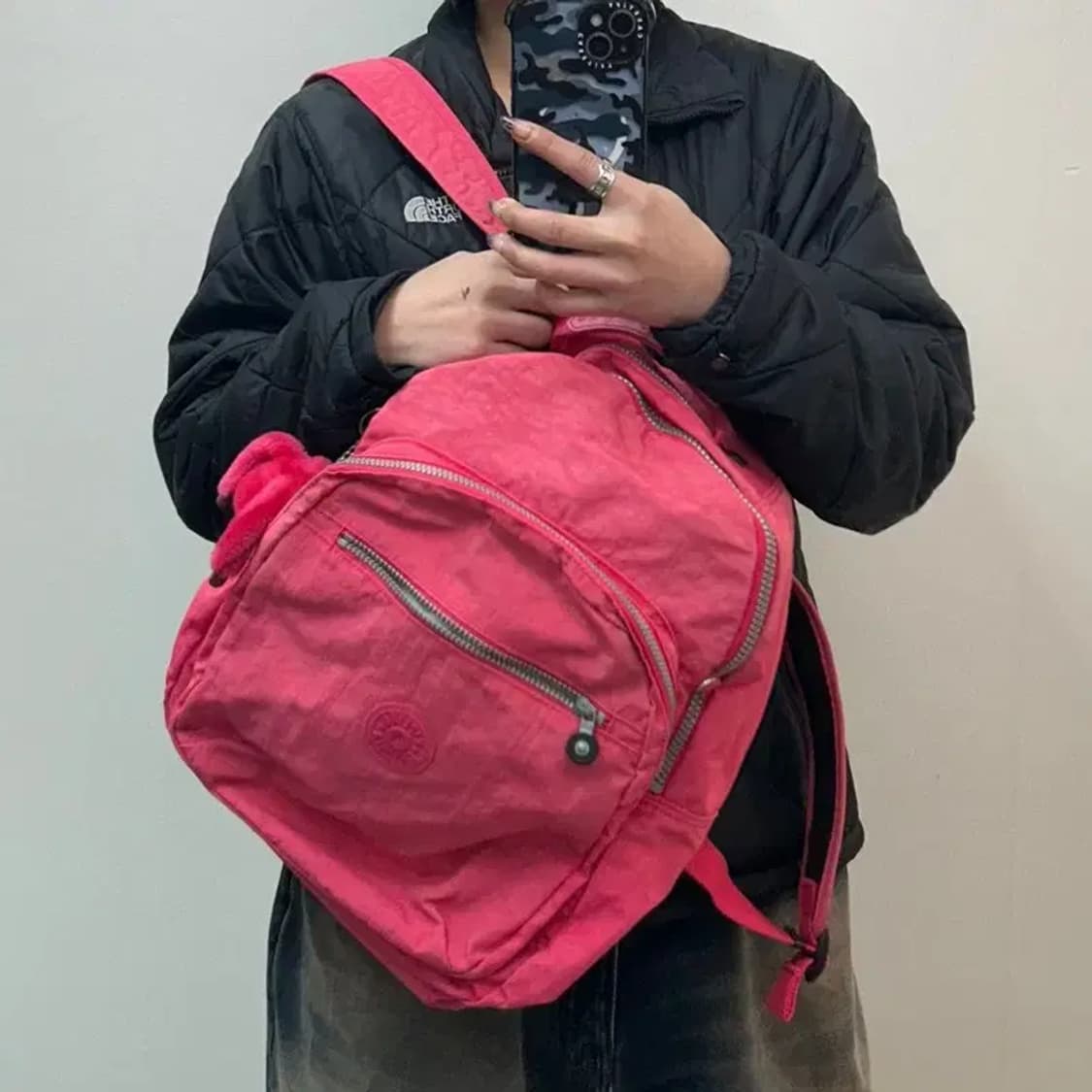 OS 키플링 키치 백팩 노트북 가방 캔버스백 핑크 상품이미지1