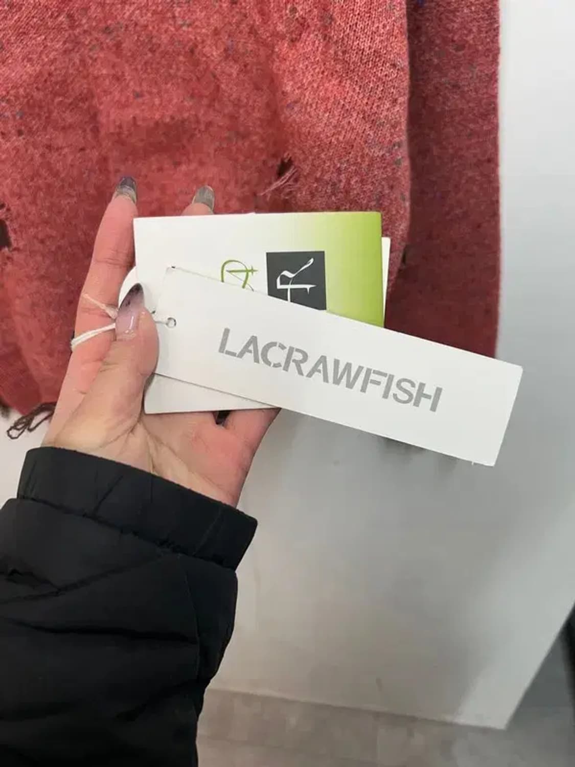 새상품 LACRAWFISH 십자가 디스트레스드 니트 멜란지 핑크 상품이미지5