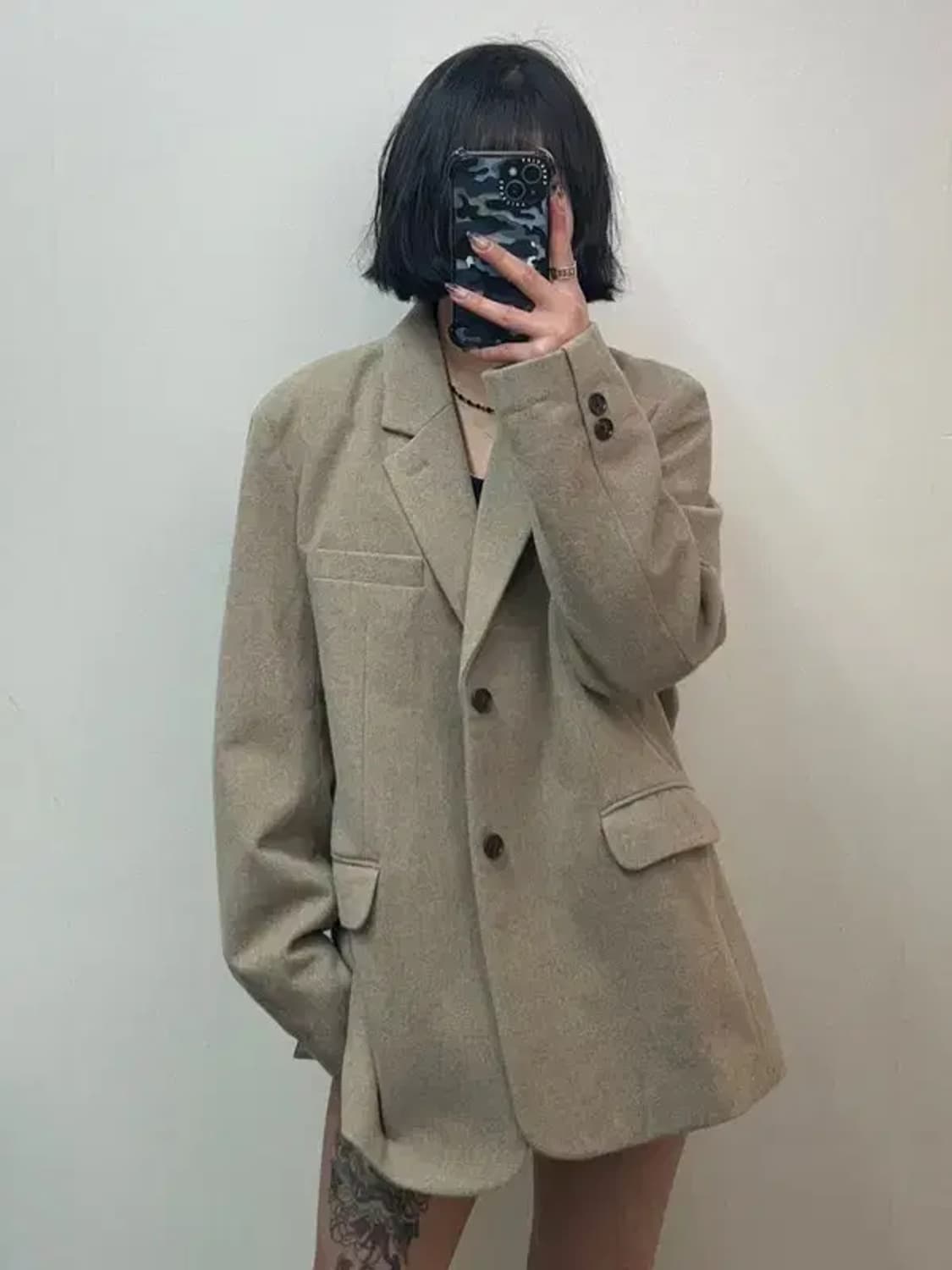2사이즈 르마드 투버튼 블레이저 자켓 베이지 상품이미지1