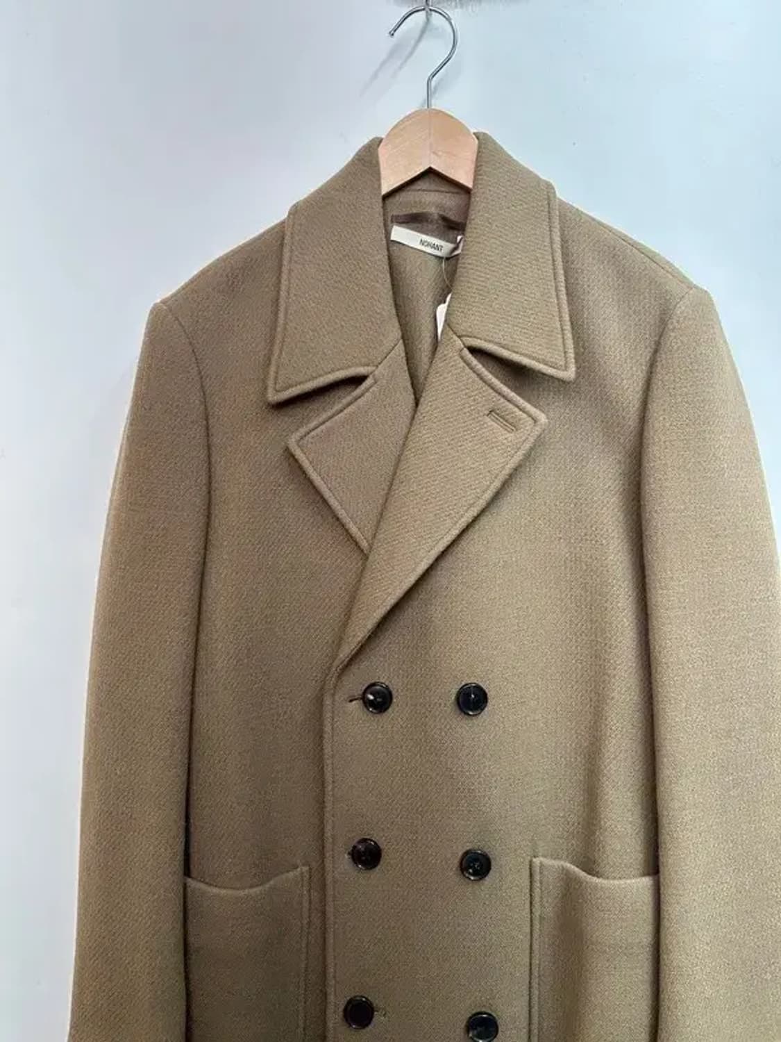 미사용 노앙 더블 브레스티드 오버핏  울 코트 베이지 상품이미지4