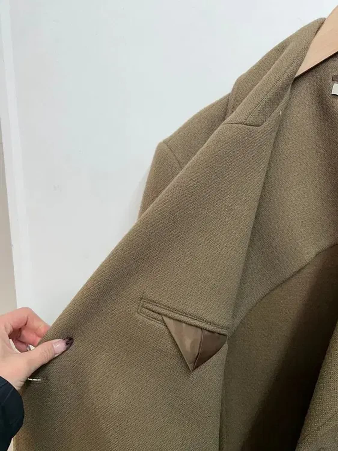 미사용 노앙 더블 브레스티드 오버핏  울 코트 베이지 상품이미지6