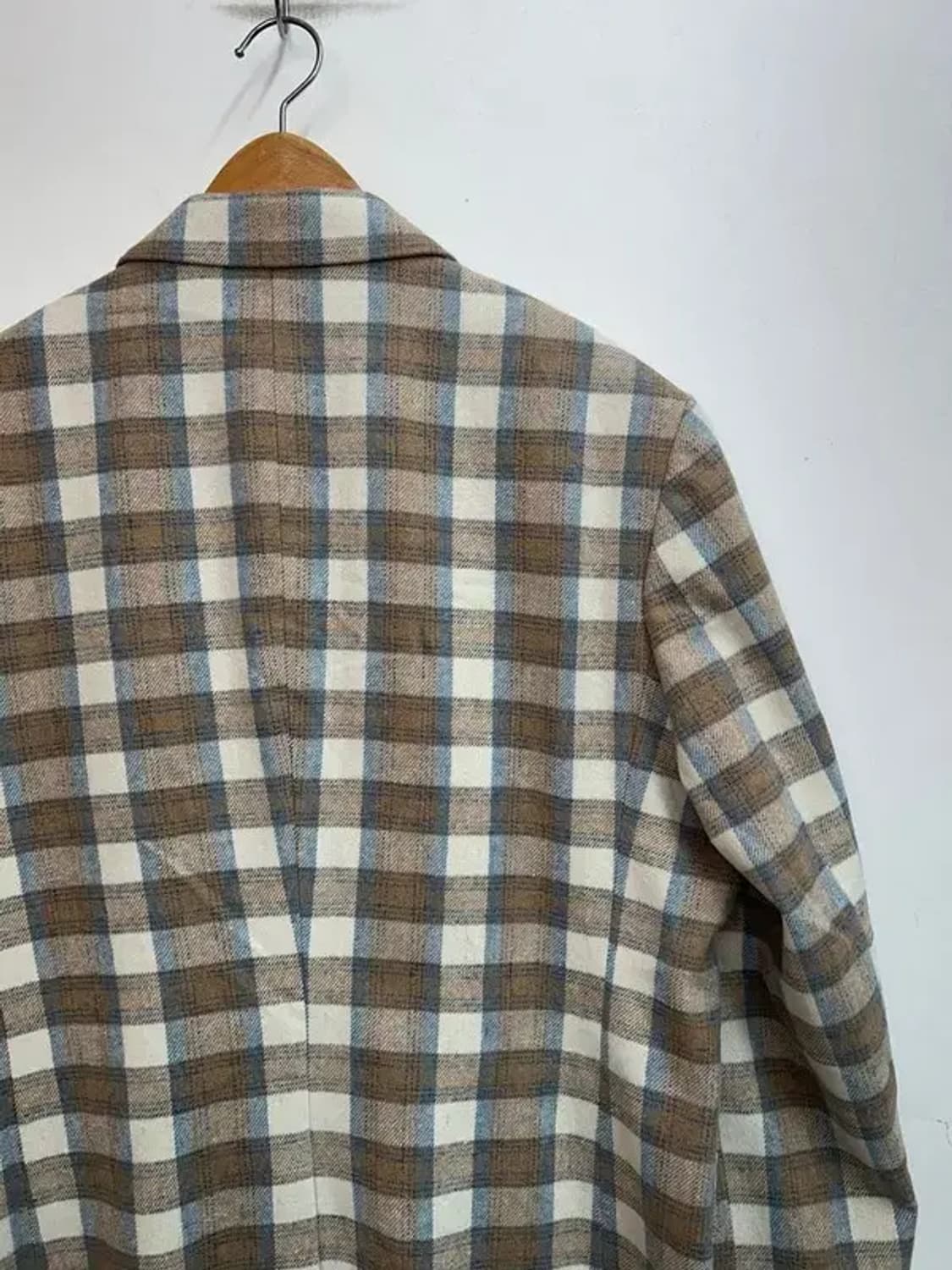 프리 WOLF 체크 더블 오버핏 롱 코트 상품이미지10