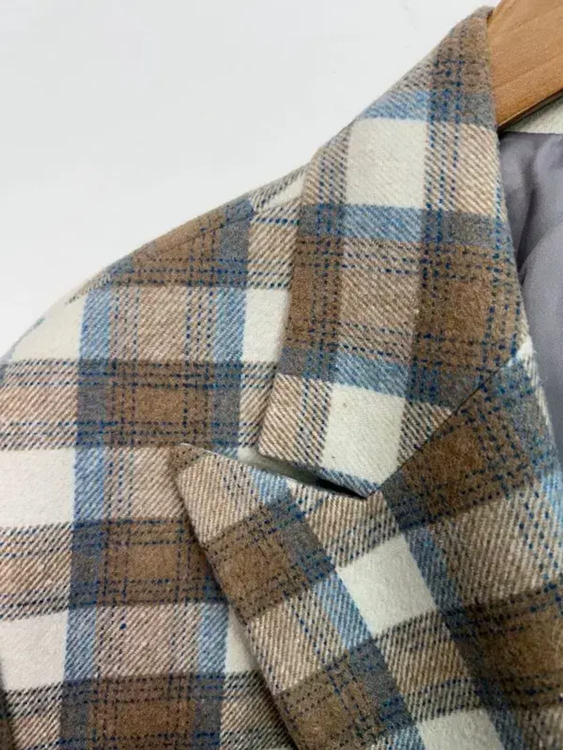 프리 WOLF 체크 더블 오버핏 롱 코트 상품이미지5