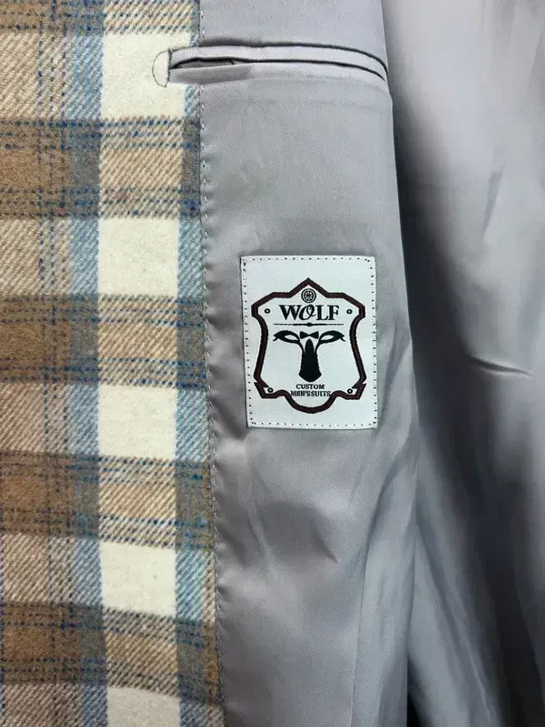 프리 WOLF 체크 더블 오버핏 롱 코트 상품이미지7