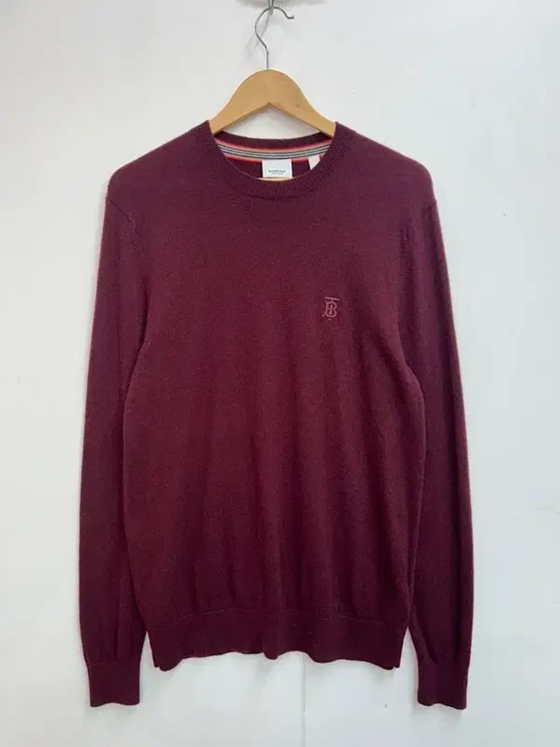미디움 버버리 버건디 TB 로고 크루넥 캐시미어 스웨터 상품이미지2