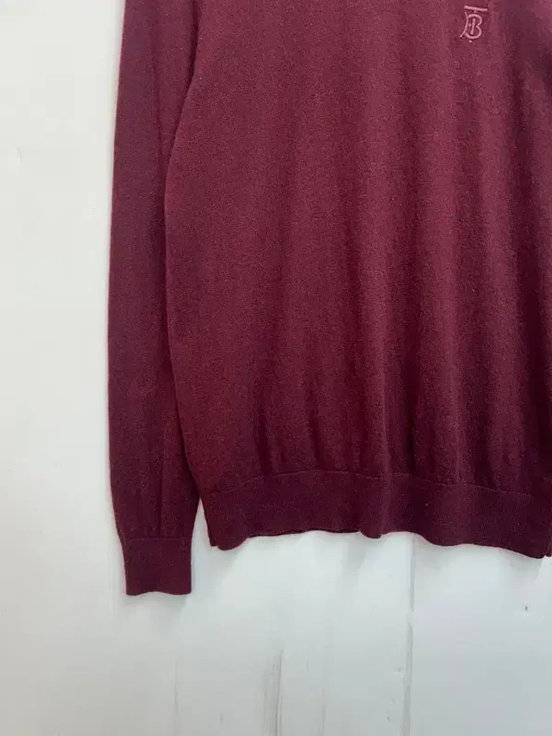 미디움 버버리 버건디 TB 로고 크루넥 캐시미어 스웨터 상품이미지3