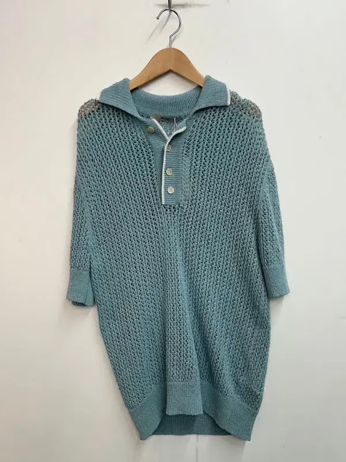 새상품 미디움 노앙 크로셰 반팔 칼라 니트 라이트 블루 상품이미지2