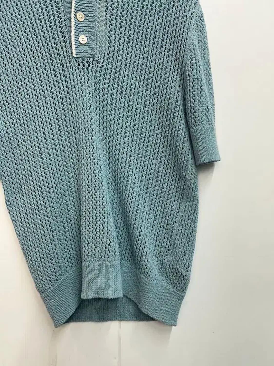 새상품 미디움 노앙 크로셰 반팔 칼라 니트 라이트 블루 상품이미지3