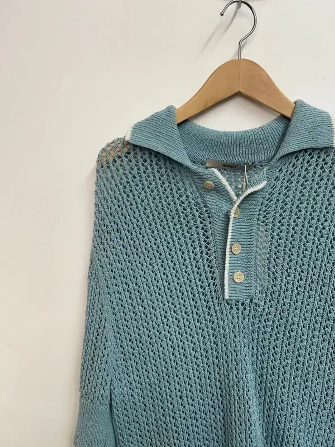 새상품 미디움 노앙 크로셰 반팔 칼라 니트 라이트 블루 상품이미지4