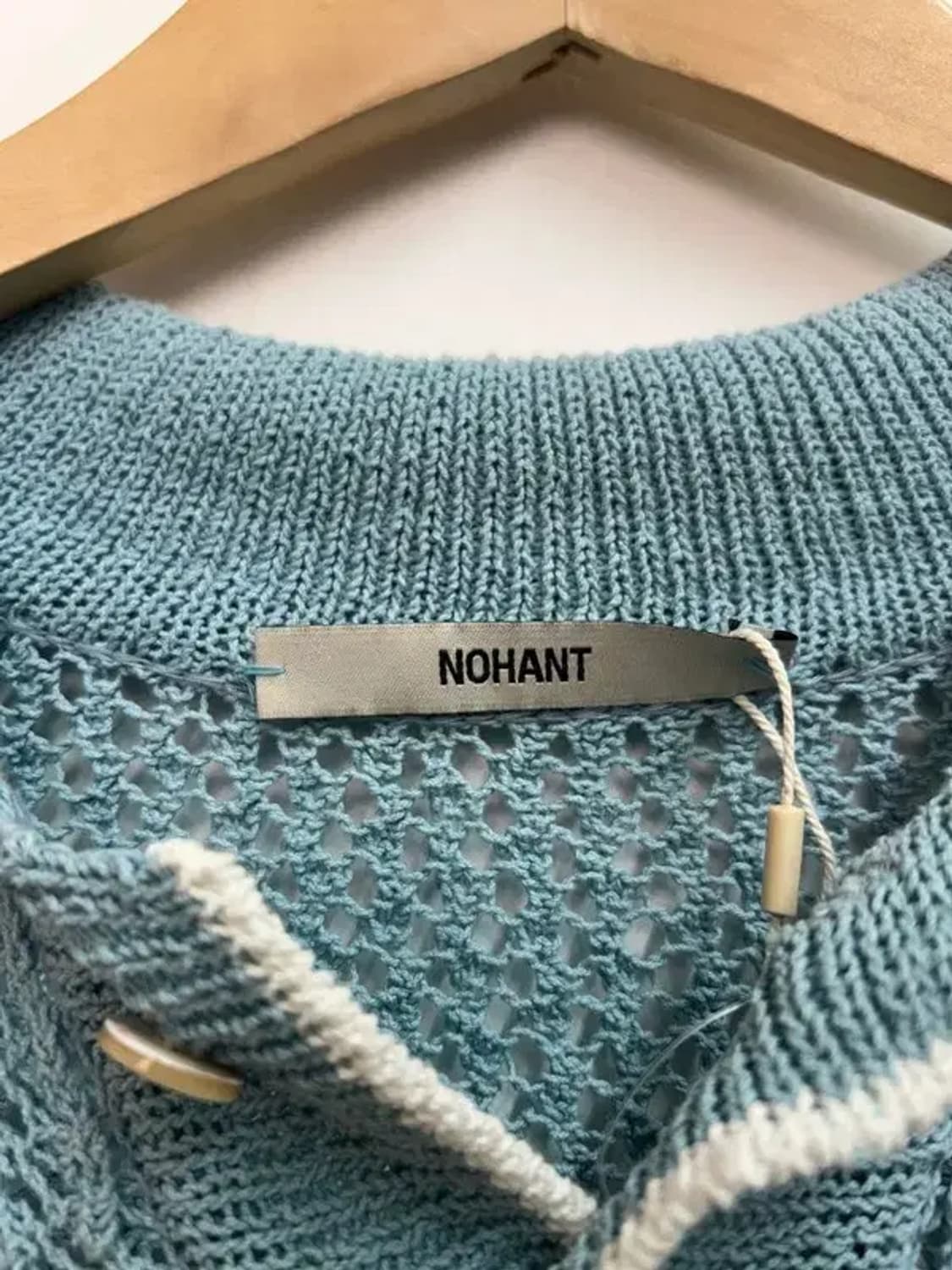 새상품 미디움 노앙 크로셰 반팔 칼라 니트 라이트 블루 상품이미지5