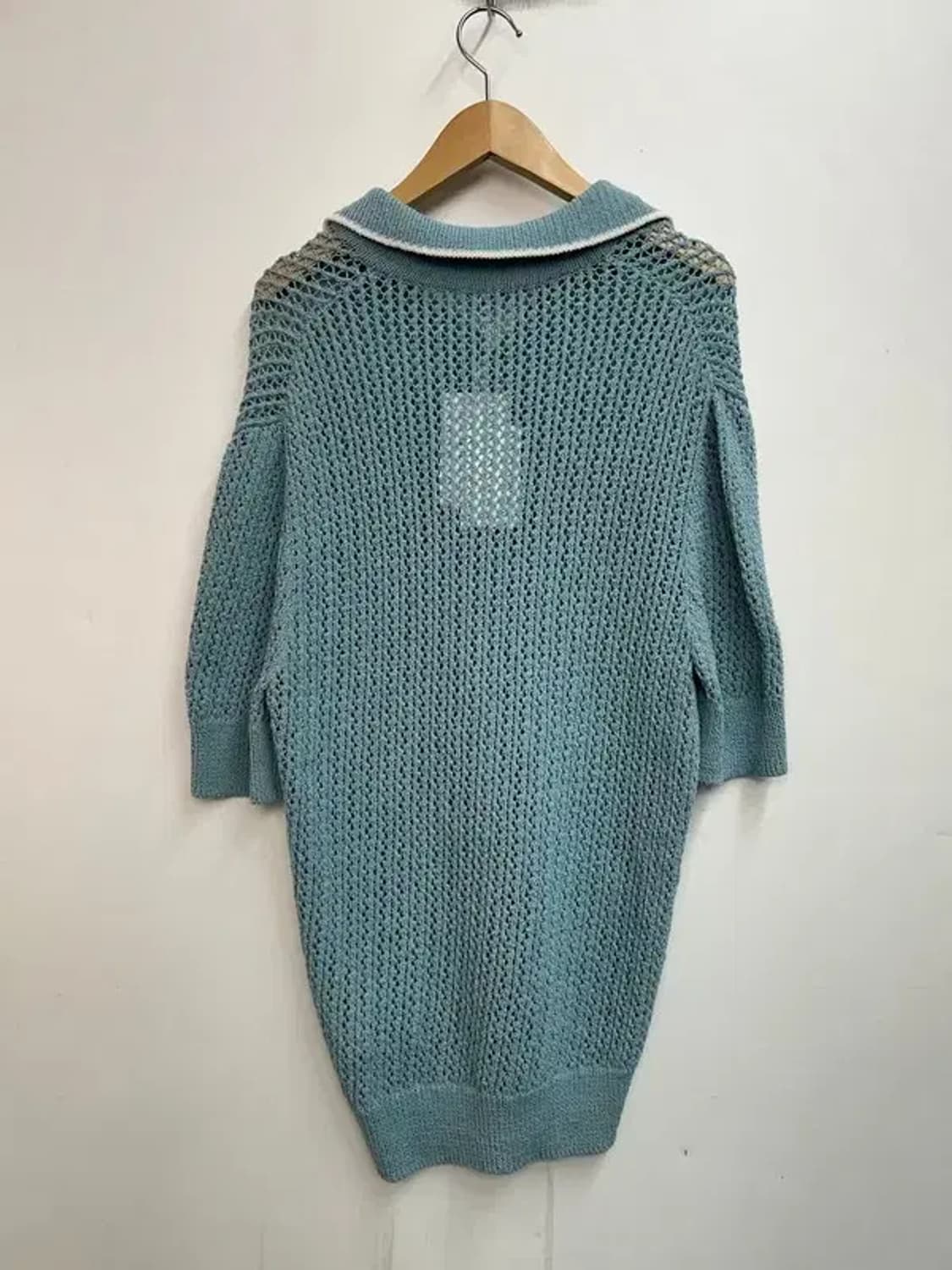 새상품 미디움 노앙 크로셰 반팔 칼라 니트 라이트 블루 상품이미지8