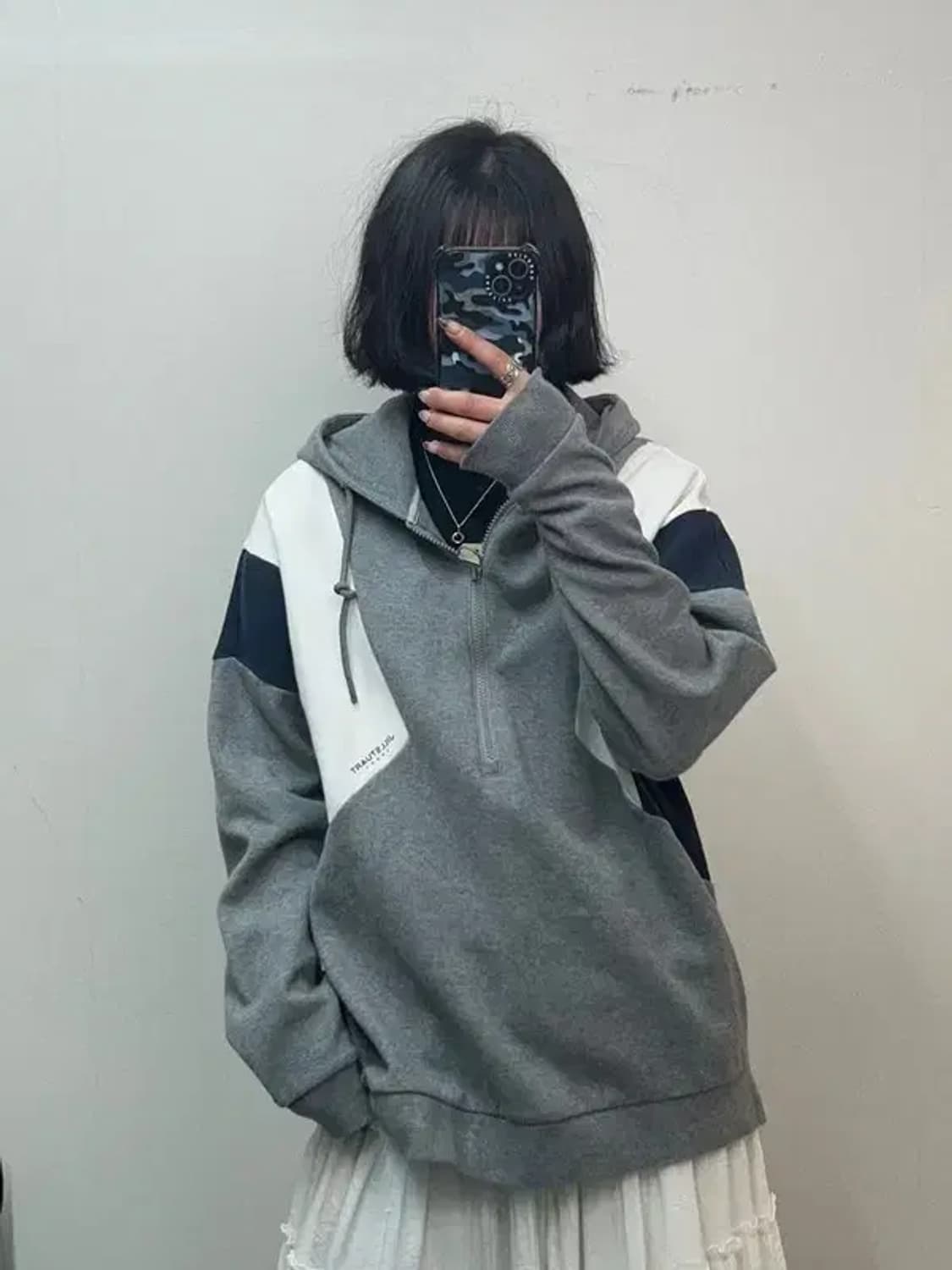 100 질스튜어트 스포츠  배색 아노락 후드 그레이 상품이미지1