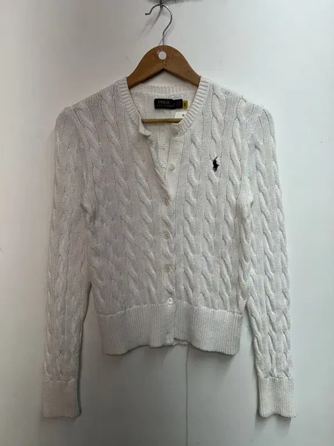스몰 폴로 랄프 로렌 화이트 코튼 케이블 니트 크루넥 가디건 상품이미지2