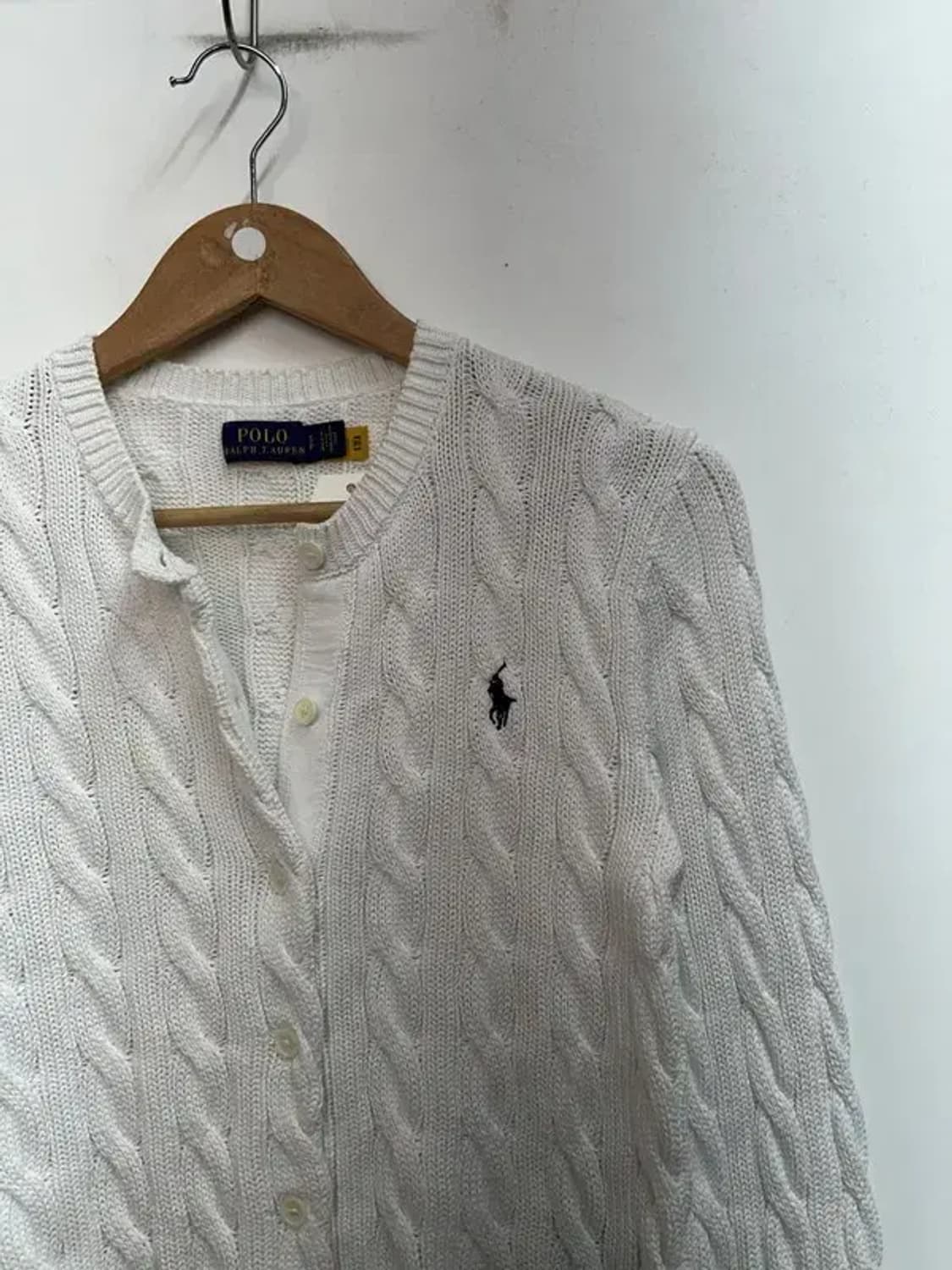 스몰 폴로 랄프 로렌 화이트 코튼 케이블 니트 크루넥 가디건 상품이미지4