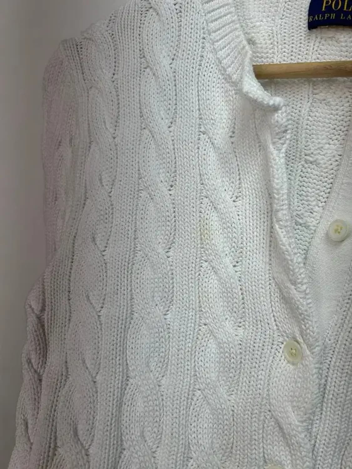 스몰 폴로 랄프 로렌 화이트 코튼 케이블 니트 크루넥 가디건 상품이미지5